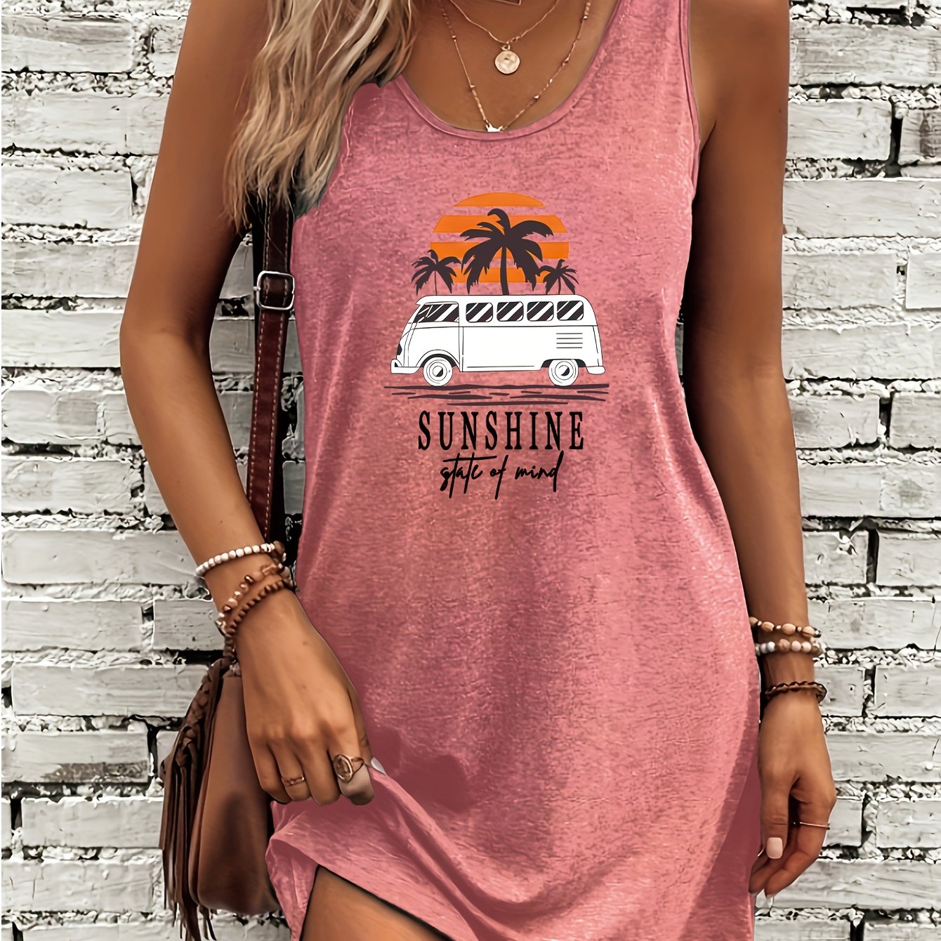 TEMU Pattern Print Women' Insert Vest Dress, /summer Style Nc-8330