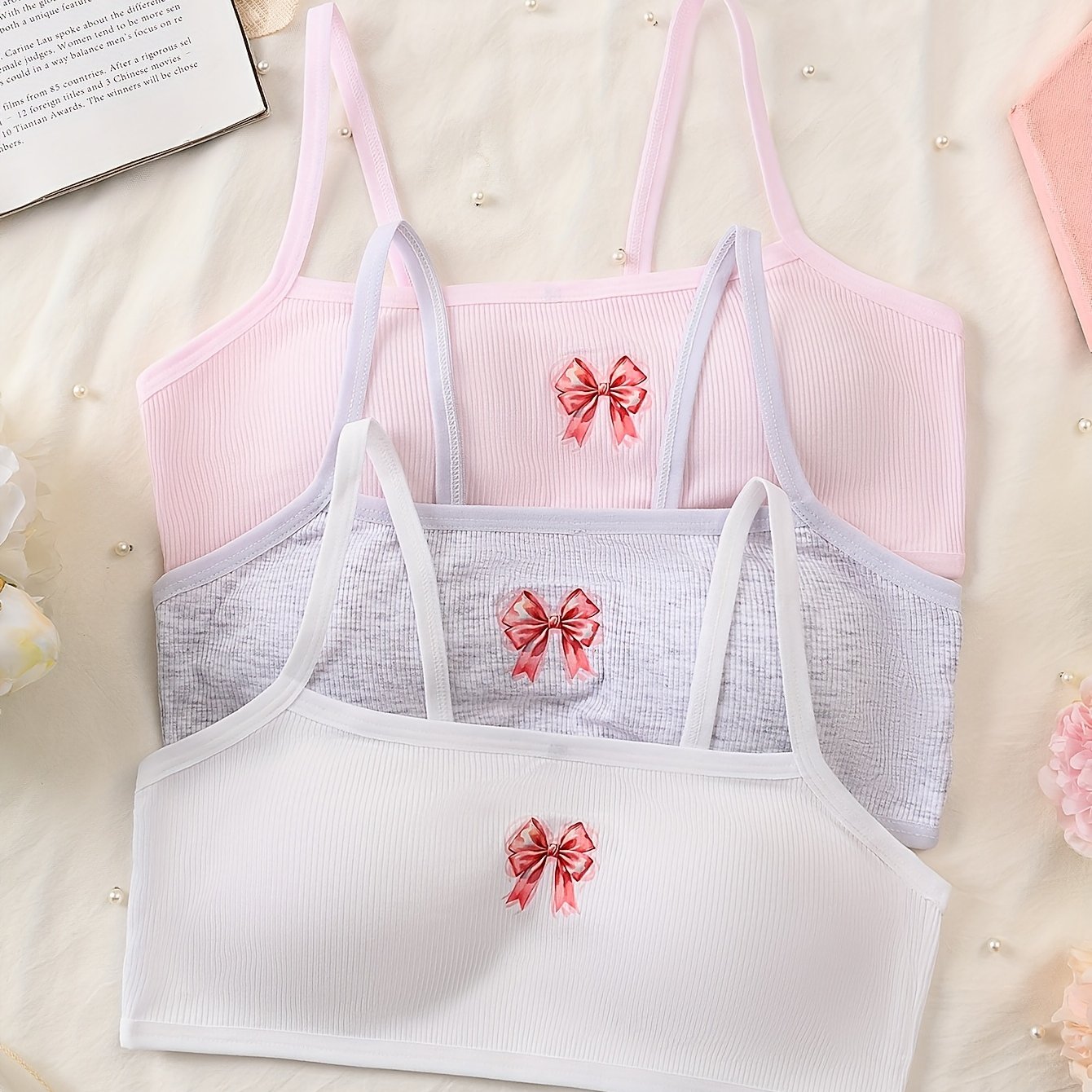 Set Of ' Bras 9-14, Featuring A Wire- With Removable Padding For , Suitable For Developing Young Girls