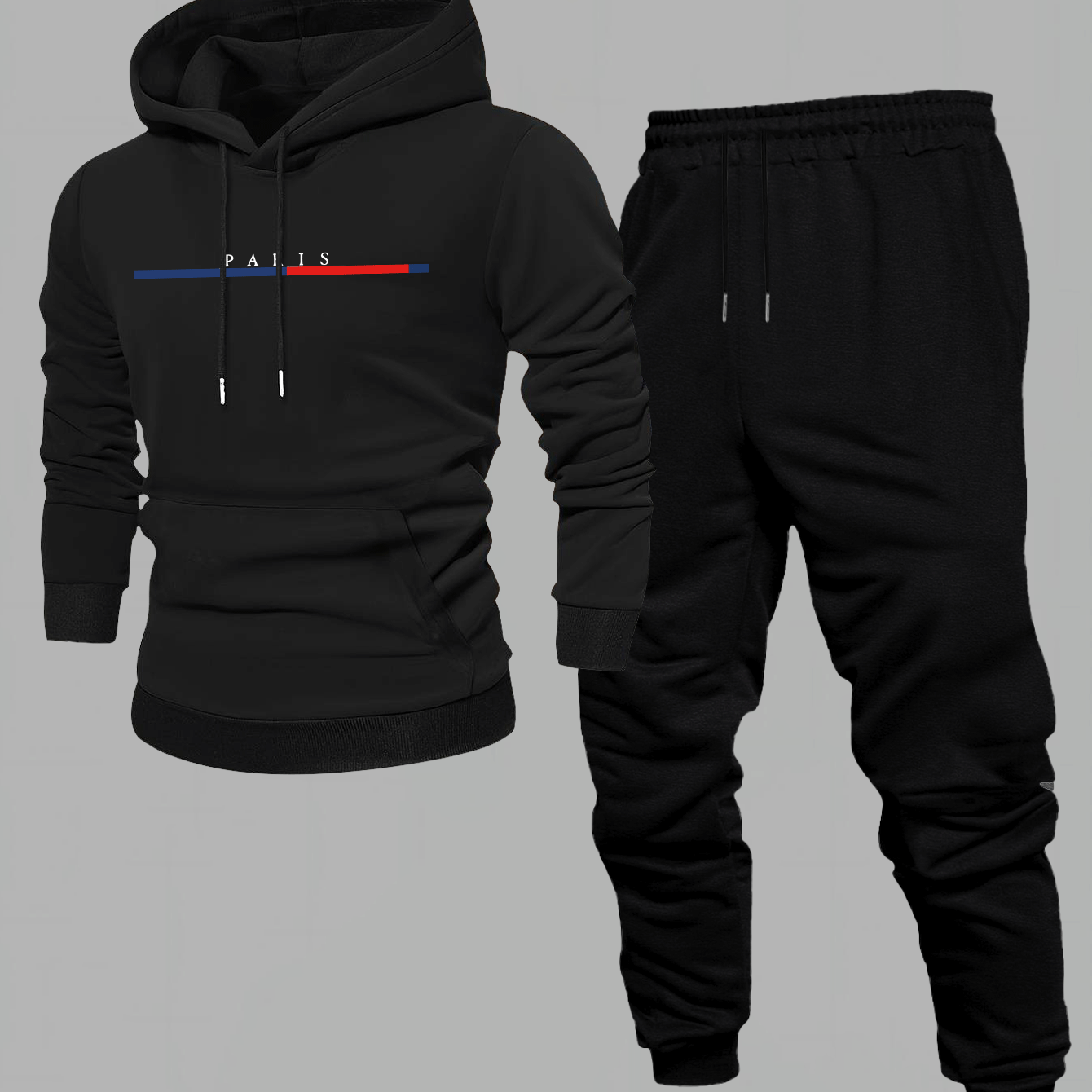 TEMU Paris-inspired Men's Autumn/winter Sweatshirt Hoodie And Casual Pants Set, 2pcs Sweatshirt And Pants Set
