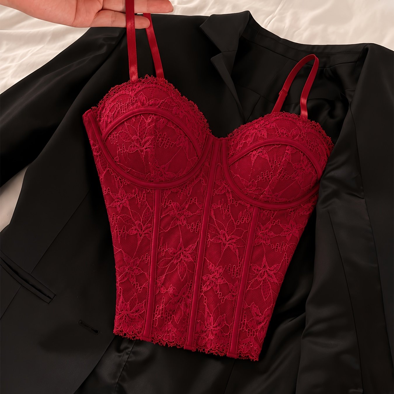 TEMU Corsetto Sexy, Corsetto Stringente Elegante in Pizzo da Donna, Abbigliamento Elegante da Donna, Nuovo Top Camisole /Estate, Top Stringente con