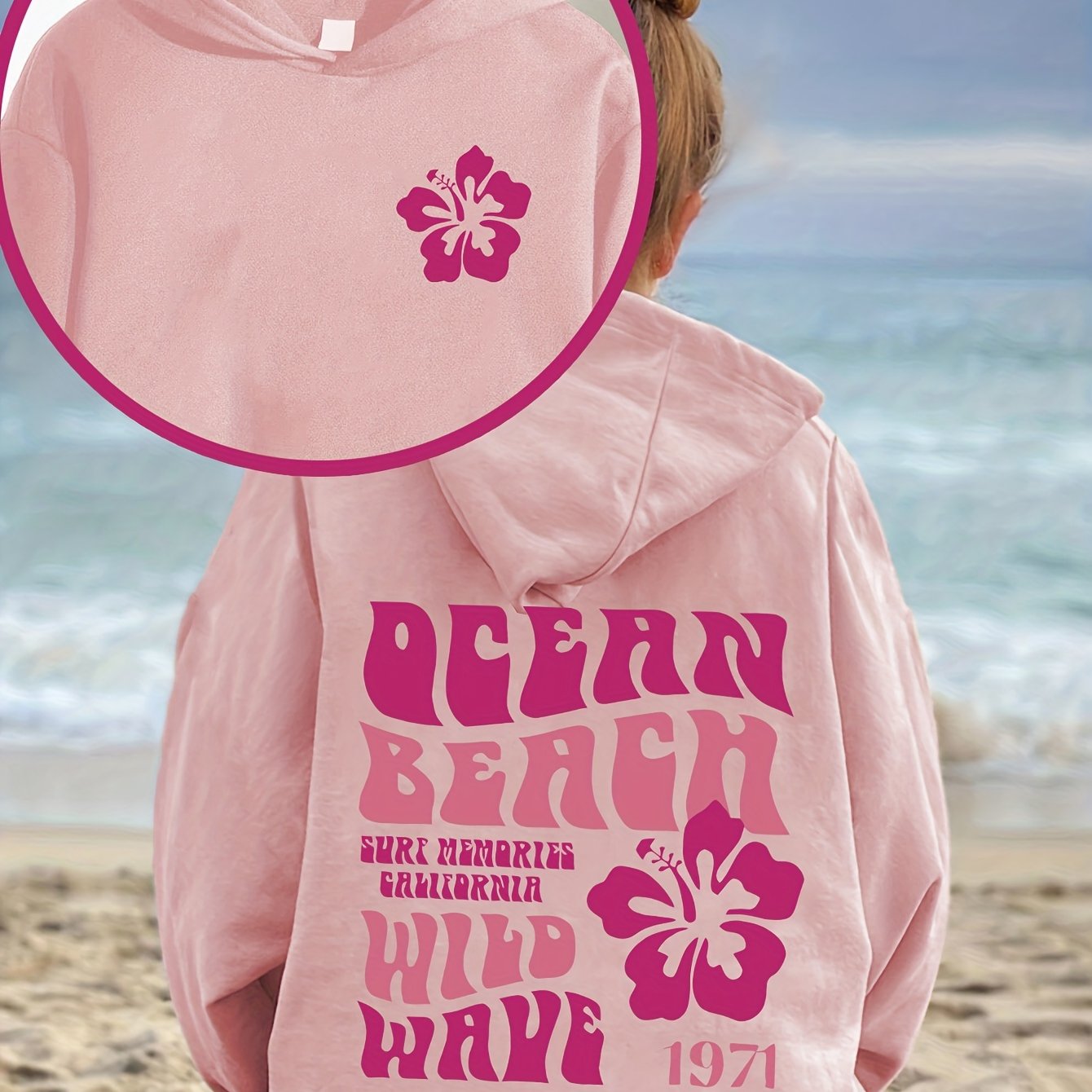 Girls' Autumn Letter Floral Long Sleeve Hooded Sweatshirt