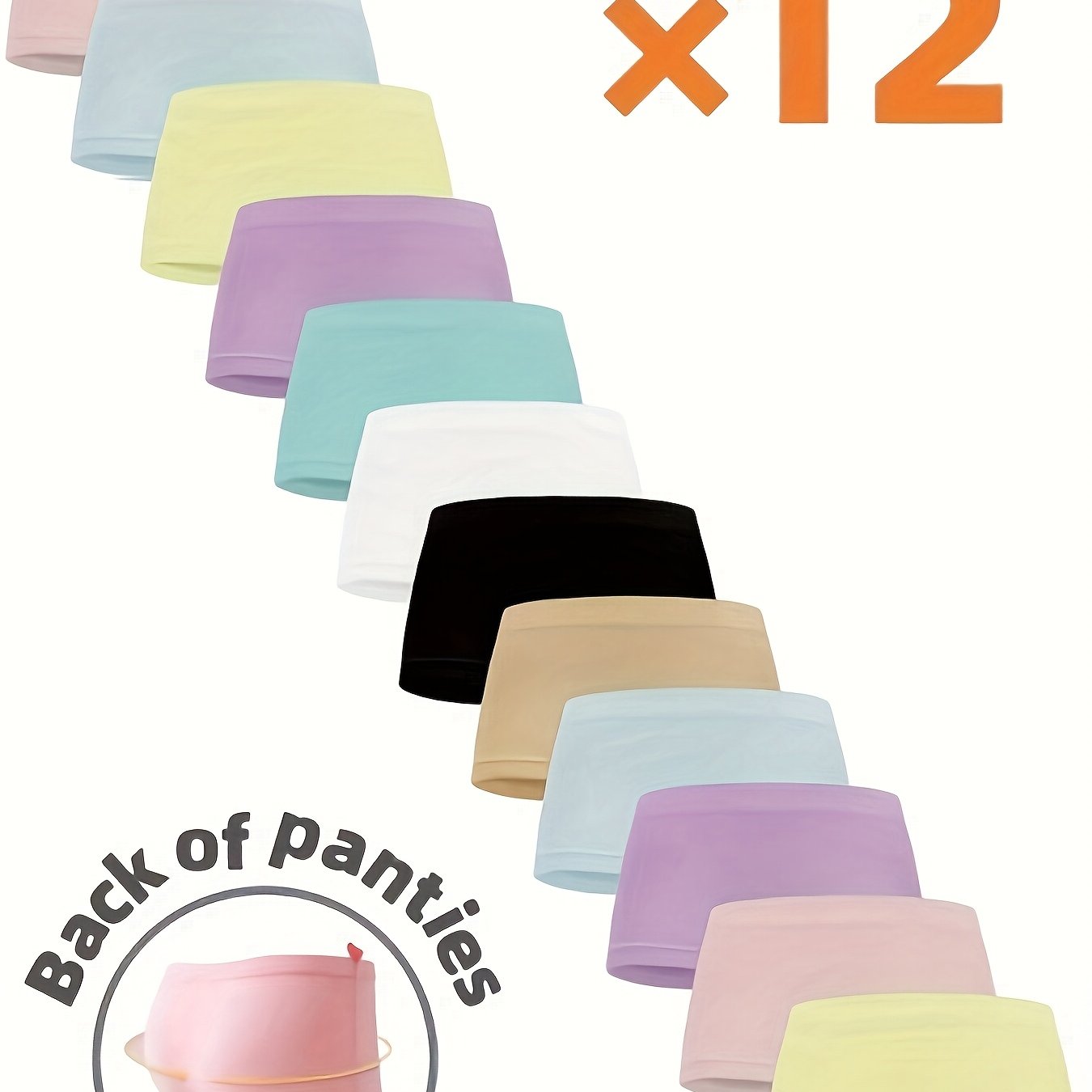 12pcs Set Of Cute Girls' Square Panties, Breathable Comfortable Girls' Casual Daily Underwear, Random Colors, For Teenager, For Teenager