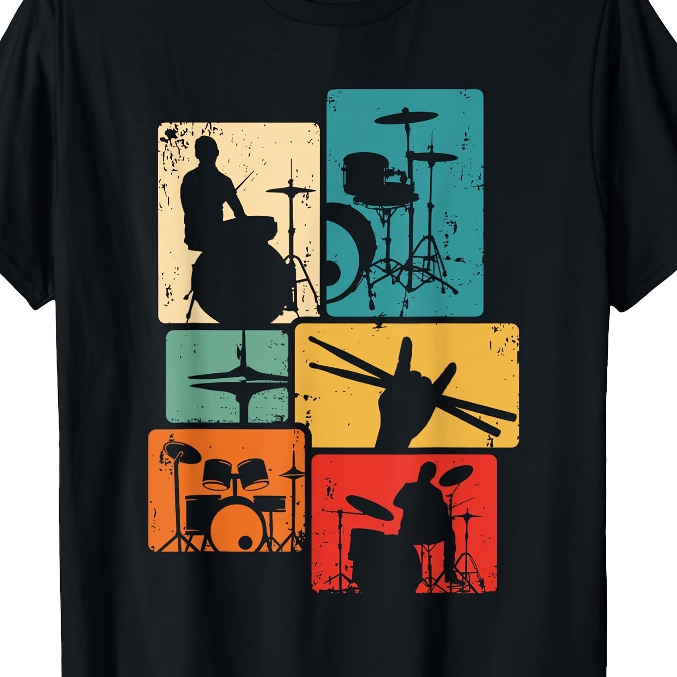 Drum Player Rock Music Drumsticks Drumming Vintage Drummer T-shirt Mens Crew Neck T-shirt Perfect For Home|outdoor|work|gifting S To 3xl