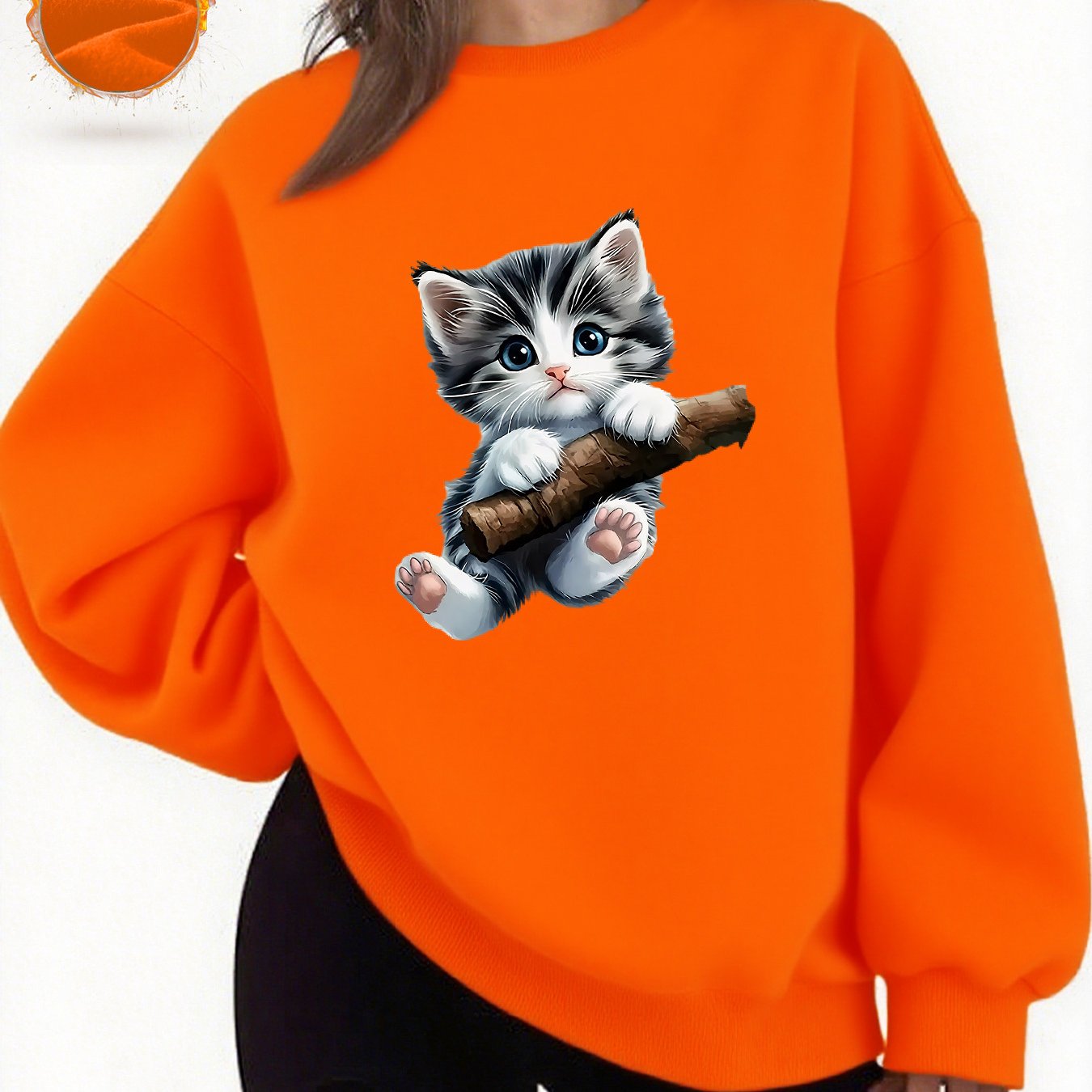 TEMU Patterned Printed Sweatshirt, Casual Round-neck Sweater For Autumn And Winter, Women's Round-neck Hoodie