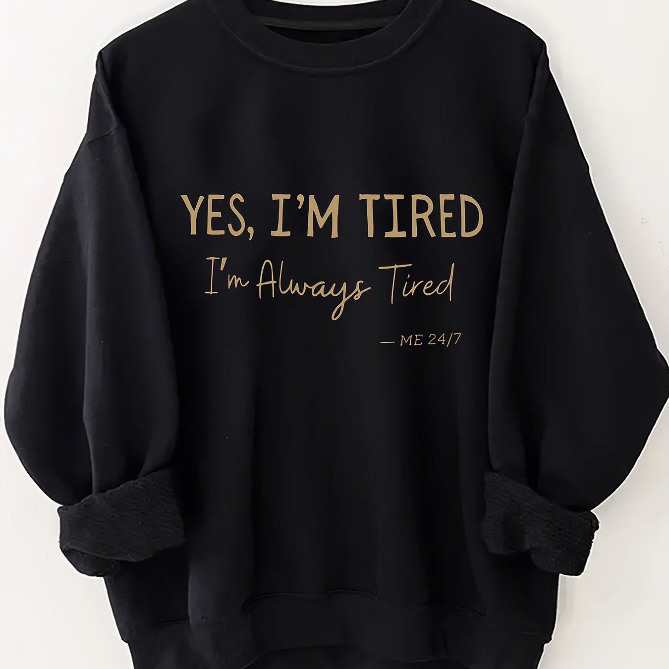 TEMU Plus Size - Plus Size - Plus Size Sweatshirt mit Buchstabenprint, lässiges Rundhals-Top für Herbst und Winter, Damenmode in großen Größen