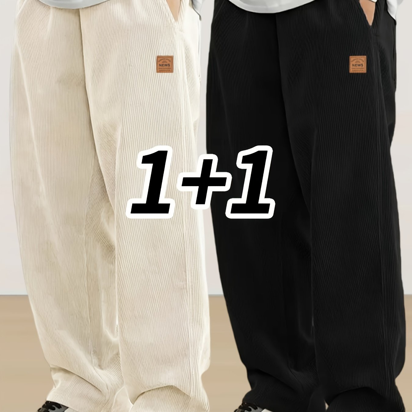 TEMU 2pcs Set Of High-end Corduroy Pants For Men, Fashionable Straight-cut Pants For Autumn And Winter, American-style Vintage, Versatile Casual