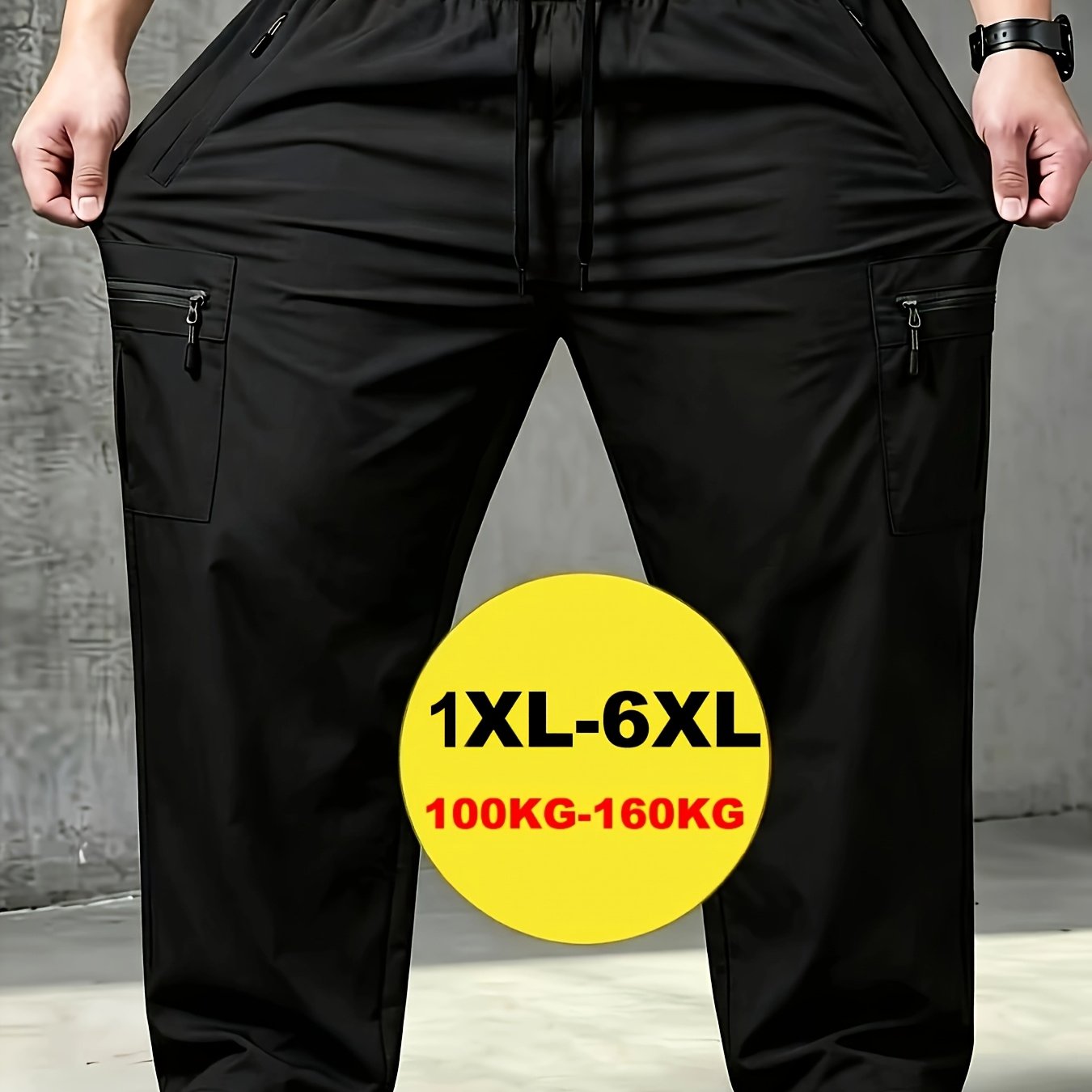 TEMU Plus Size Men's Zipper Pocket Cargo Multi-pocket Straight Micro-stretch Straight Trousers. Suitable For Outdoor Casual Sports. Versatile Fashion