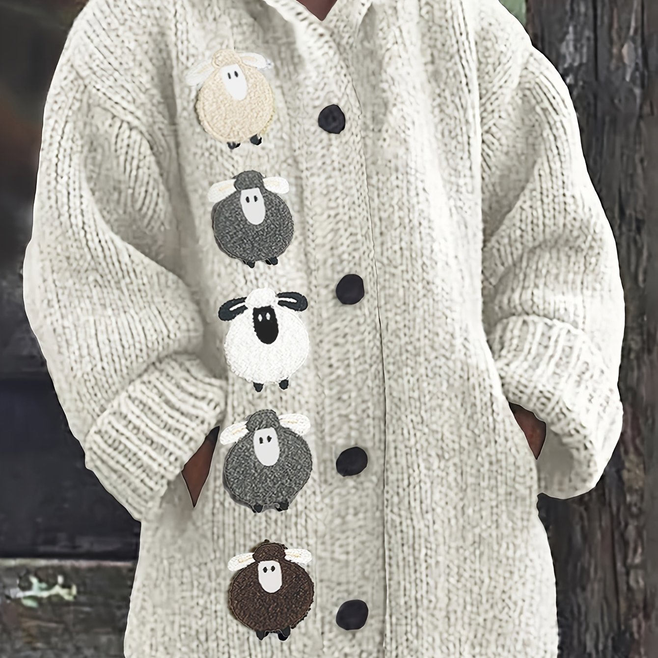 Image of Winter Women's Elegant Hooded Oversized Outerwear Jacket, , Chunky, Soft, Thick, Beautiful, Stylish, Comfortable, Casual, Vintage, Commuting Cardigan, Gift