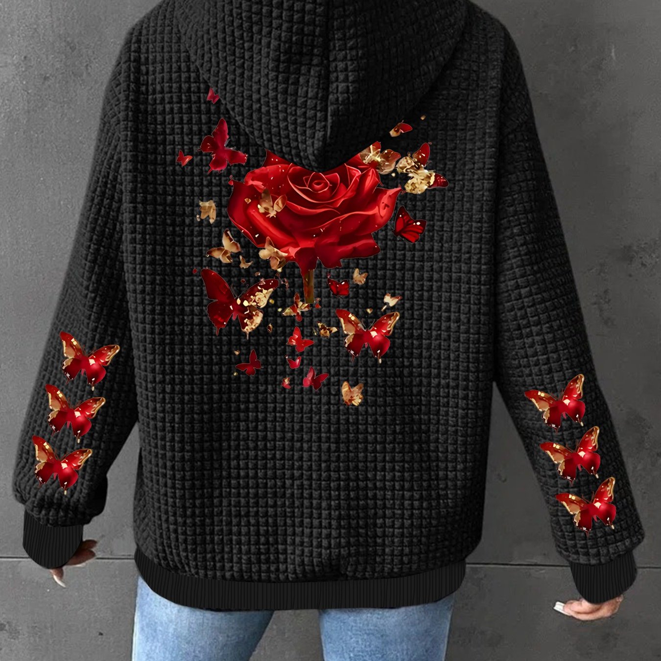 TEMU New Fashionable And Comfortable Waffle Women's Jacket, Zip-up Hooded Casual Lightweight Comfortable Coat For Women, Ladies' Top Casual Sport