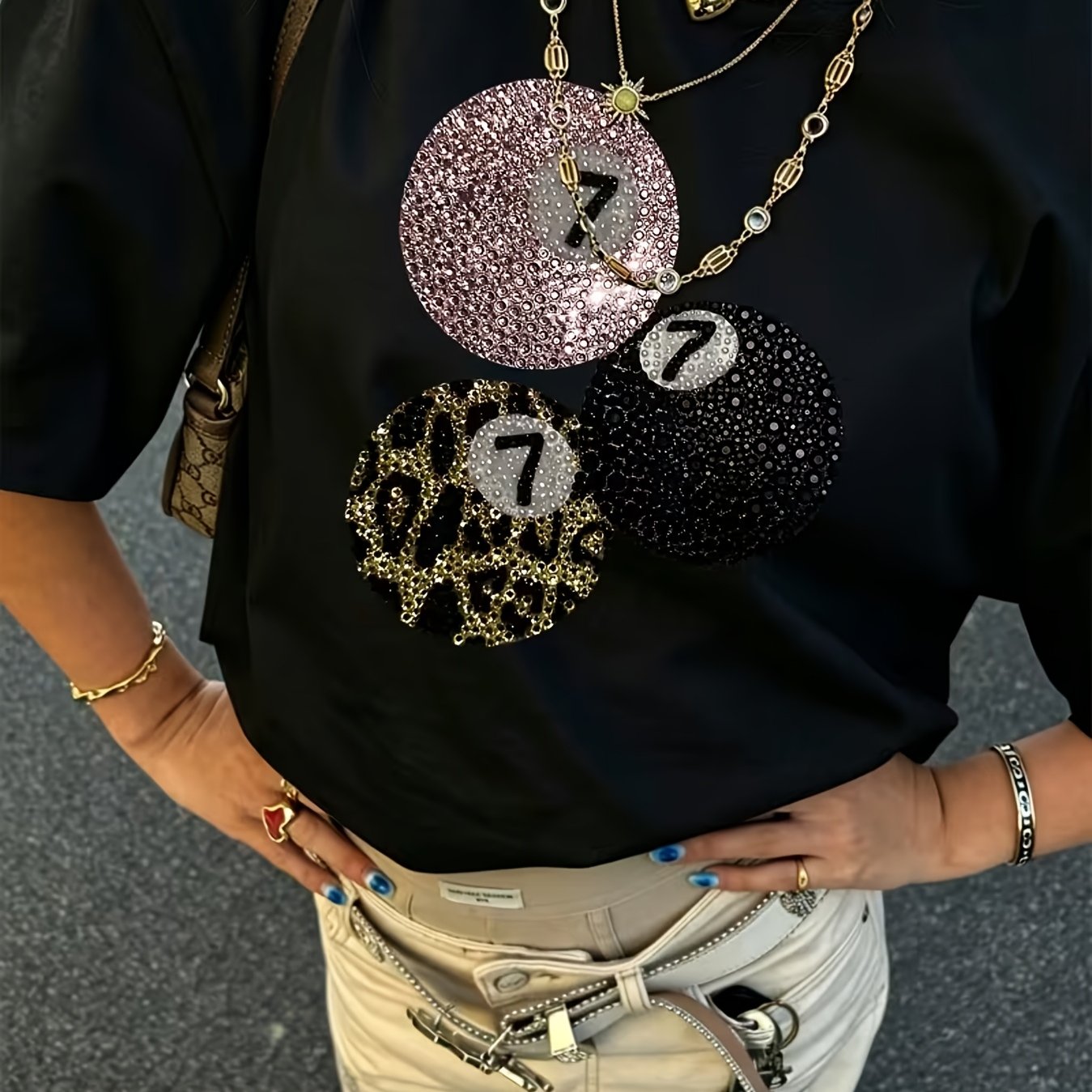 TEMU Plus Size Graphic Print T-shirt, Short Sleeve Crew Neck Casual Top For Summer And Spring, Women's Plus Size Clothing
