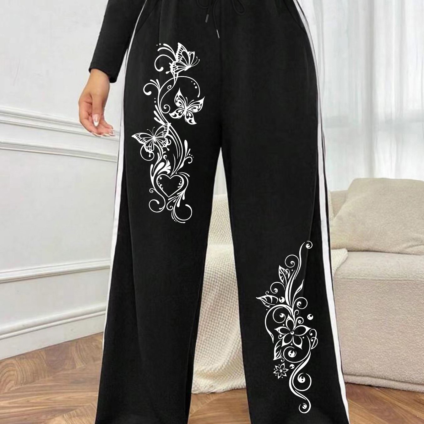 E-shop Gestreifte Damenhose in großen Größen, Weihnachtsgeschenk, Elegante Süße, Günstige Kleidung, Y2K-Stil, Lässige Sportliche Reise, Geeignet für