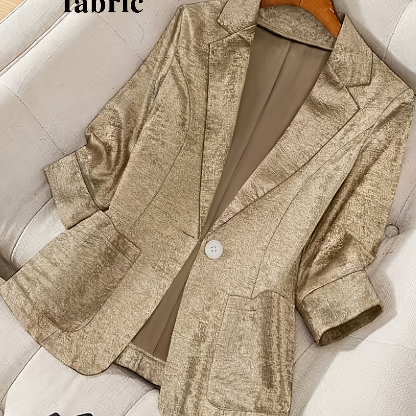 TEMU Women's Fashion Casual 2026 Spring/summer -quarter Sleeve Shirt | Office | Travel | Outing | Versatile Style | Women's Top Blazer | Pockets |