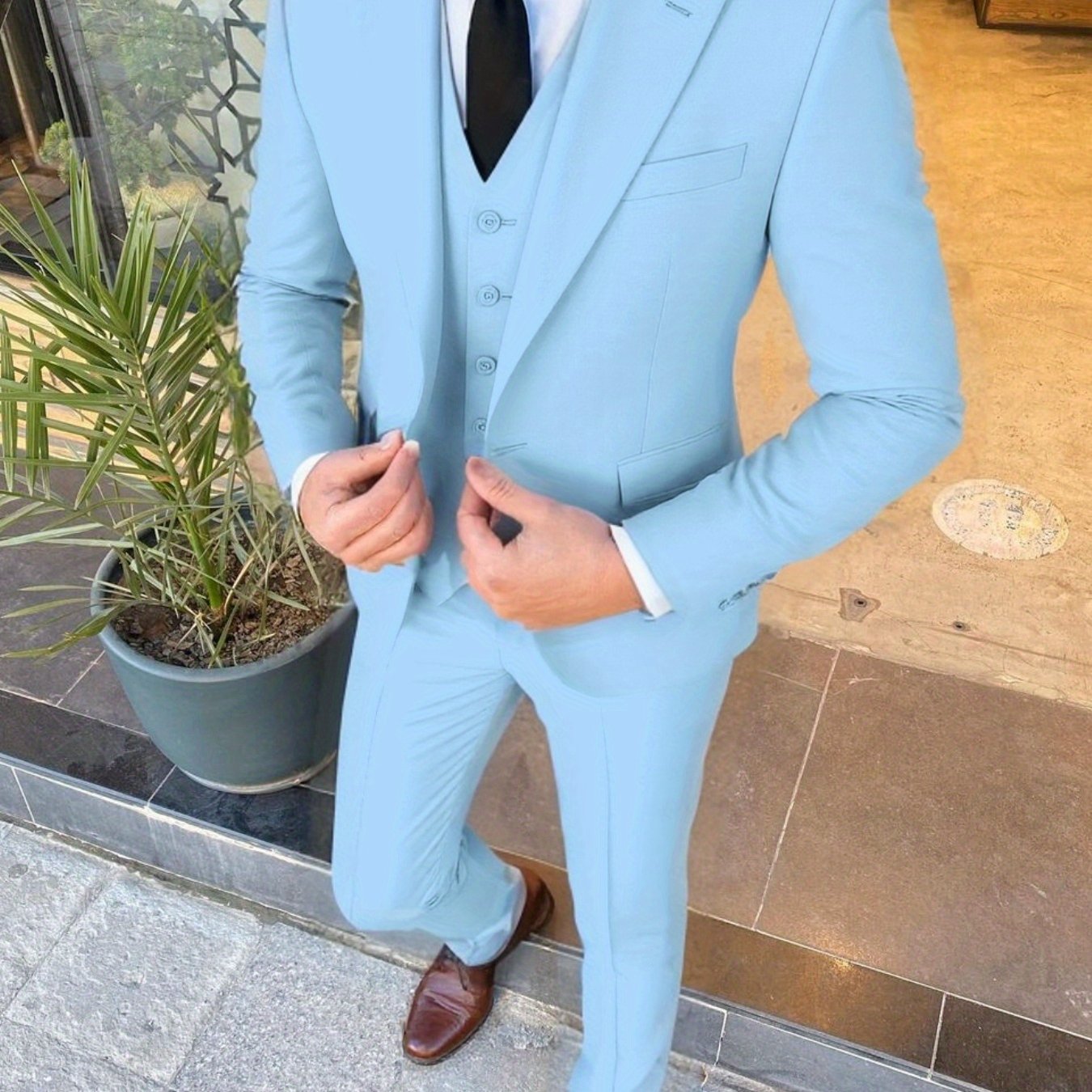Men&#39;s 3pcs Suit Formal Wedding Party Event Tuxedo Casual Working Business Suit