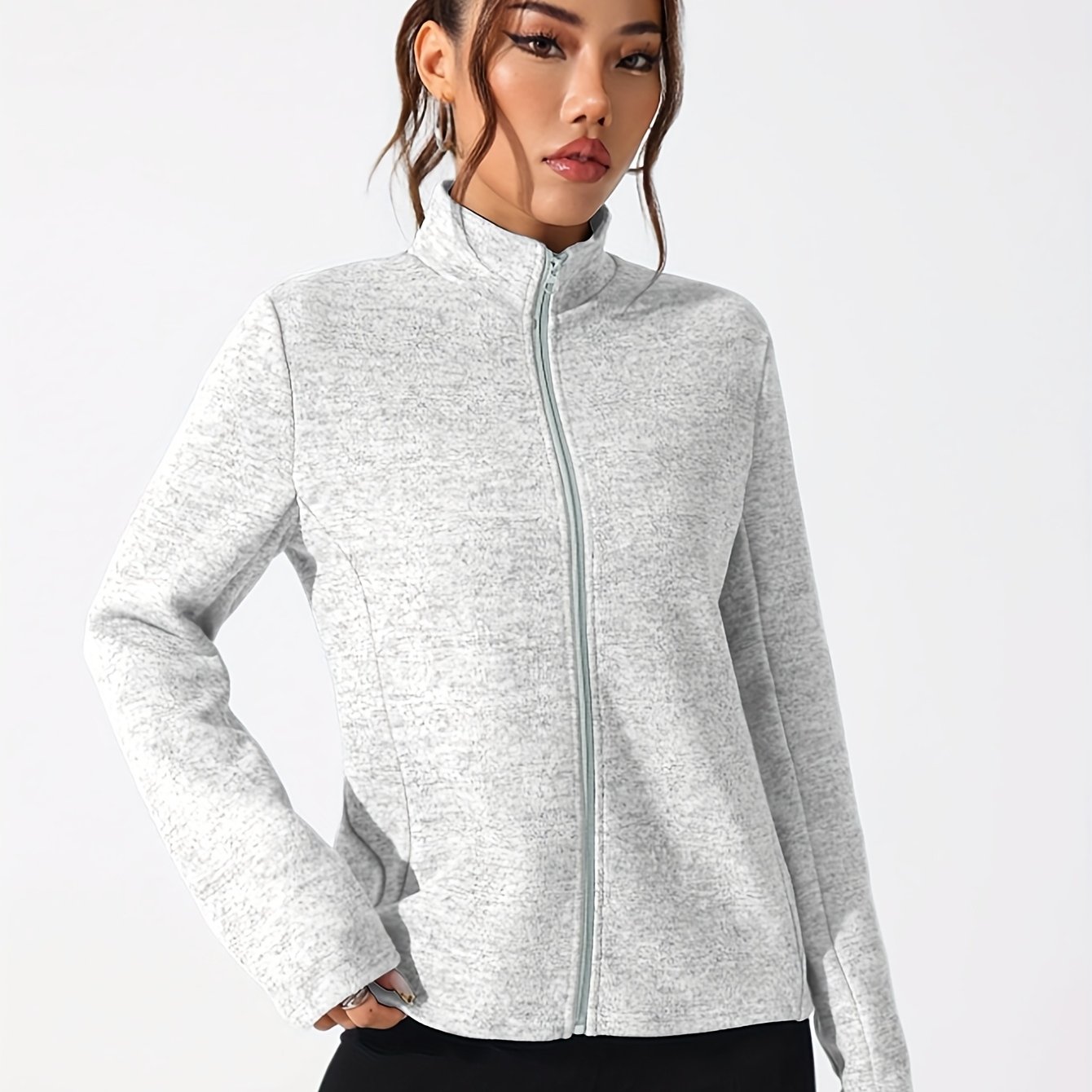 TEMU Women's /autumn Fashion Jacket, Stylish Jacket With Small Collar And Zipper, Suitable For Spring/autumn Jogging, Outdoor S,, Shopping, And Daily