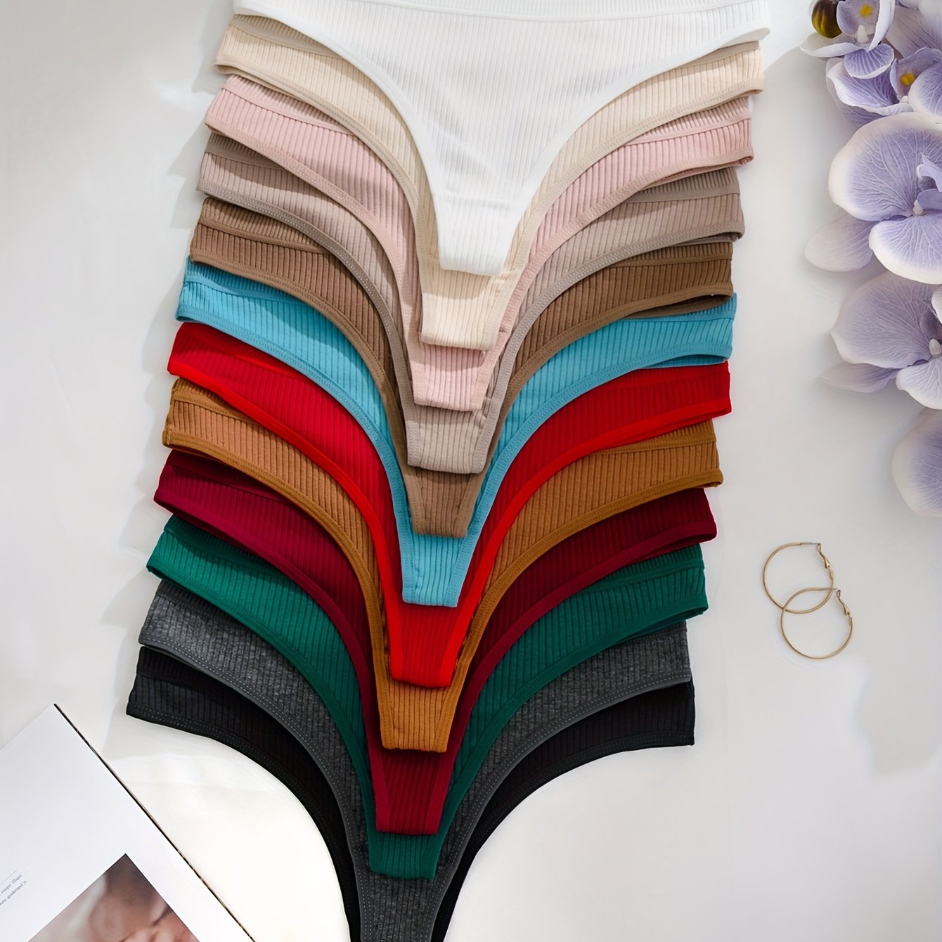 E-shop 12er-Pack Europäische Amerikanische Einfarbige Bequeme High-Waist Atmungsaktive Damenunterwäsche