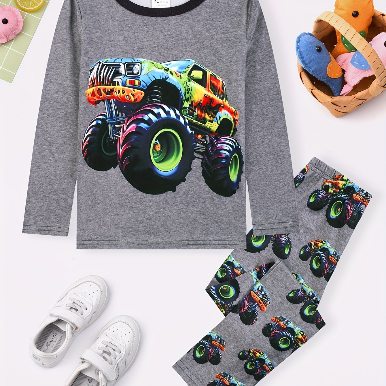 Boys' Set, Long Sleeve And Long Pants 1 Set, -road , Flame-retardant Fabric