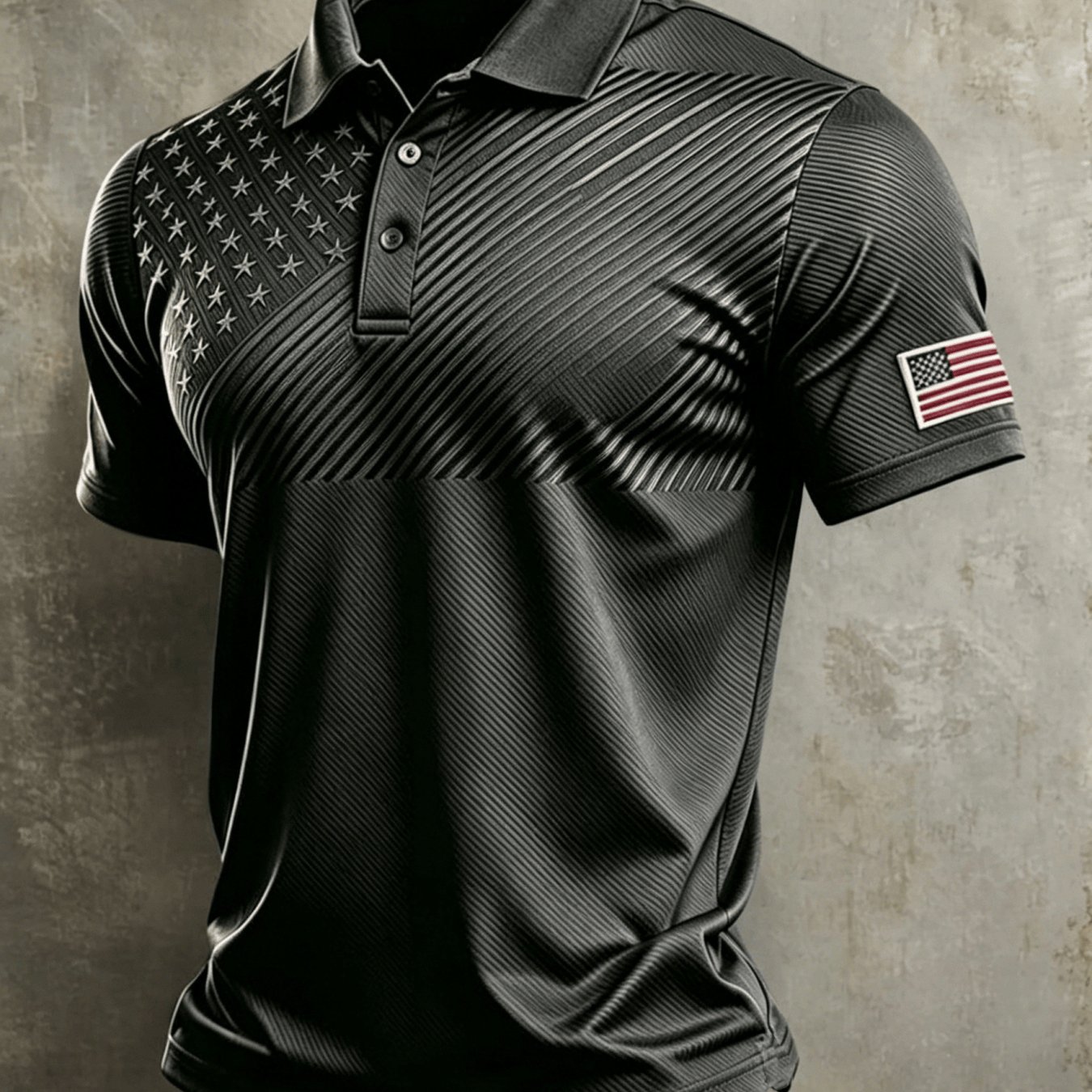TEMU Men's Casual Sports Short-sleeve Golf Shirt With An American Flag Print, Made Of Machine-washable Polyester Fabric, Breathable Regular Fit,