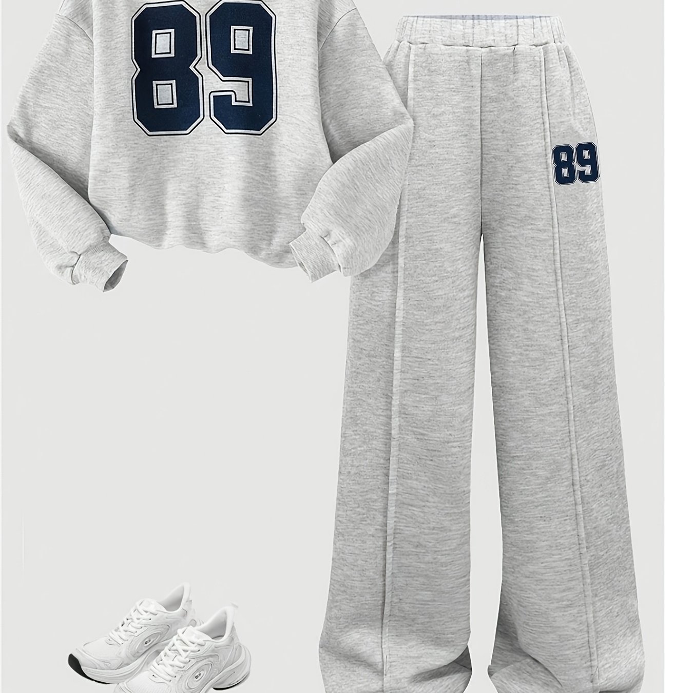 Image of Girls' Suit Casual / Back-to-school Outfit / Girls' Tracksuit Set, For Outdoor Daily Essentials, Autumn, Regular Fit, Breathable, Crew Neck