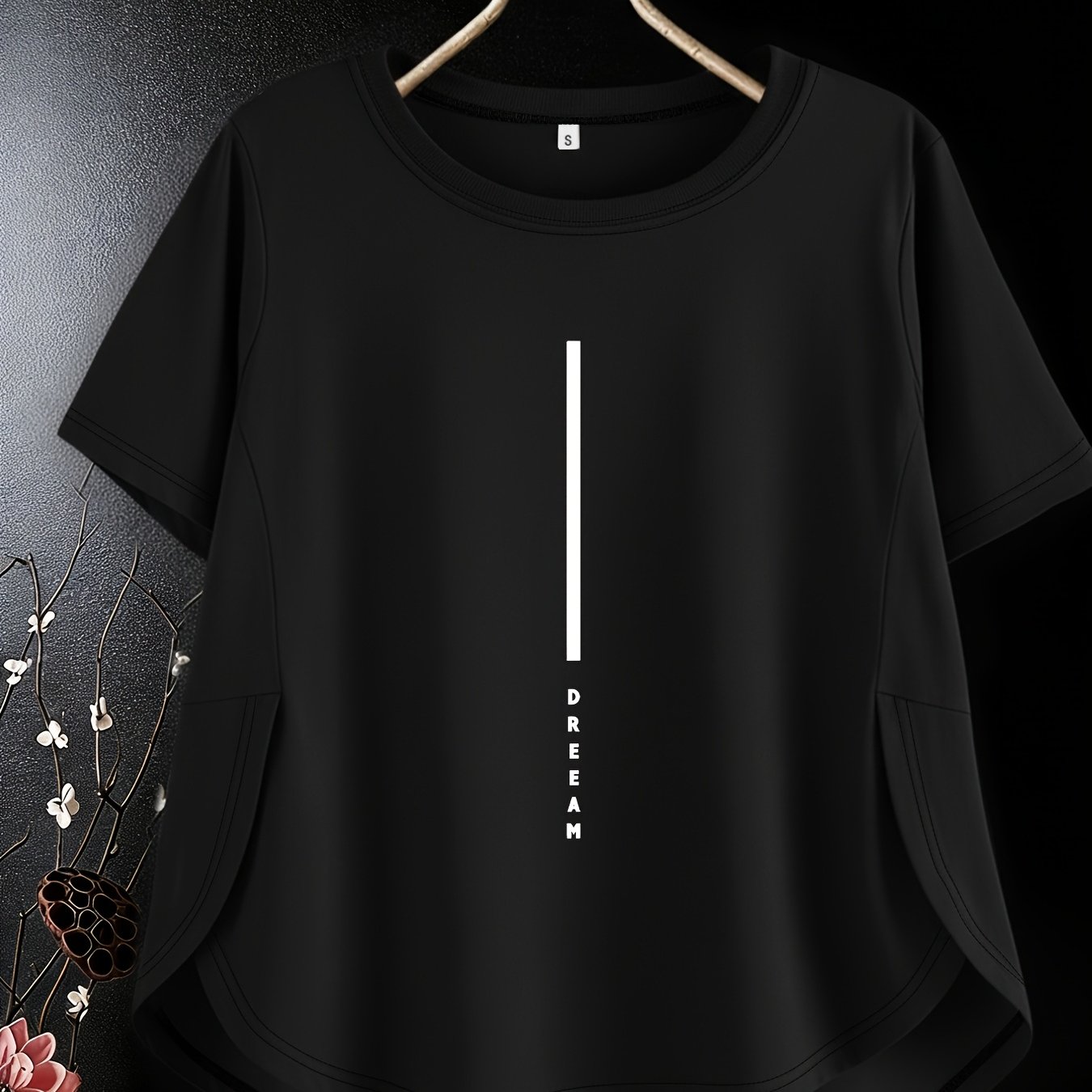 TEMU Camiseta Oversize de Mujer con Hombros Caídos - Blusa de Manga Corta Transpirable con Cuello | Ideal para Ropa Casual de y Verano, Lavable a