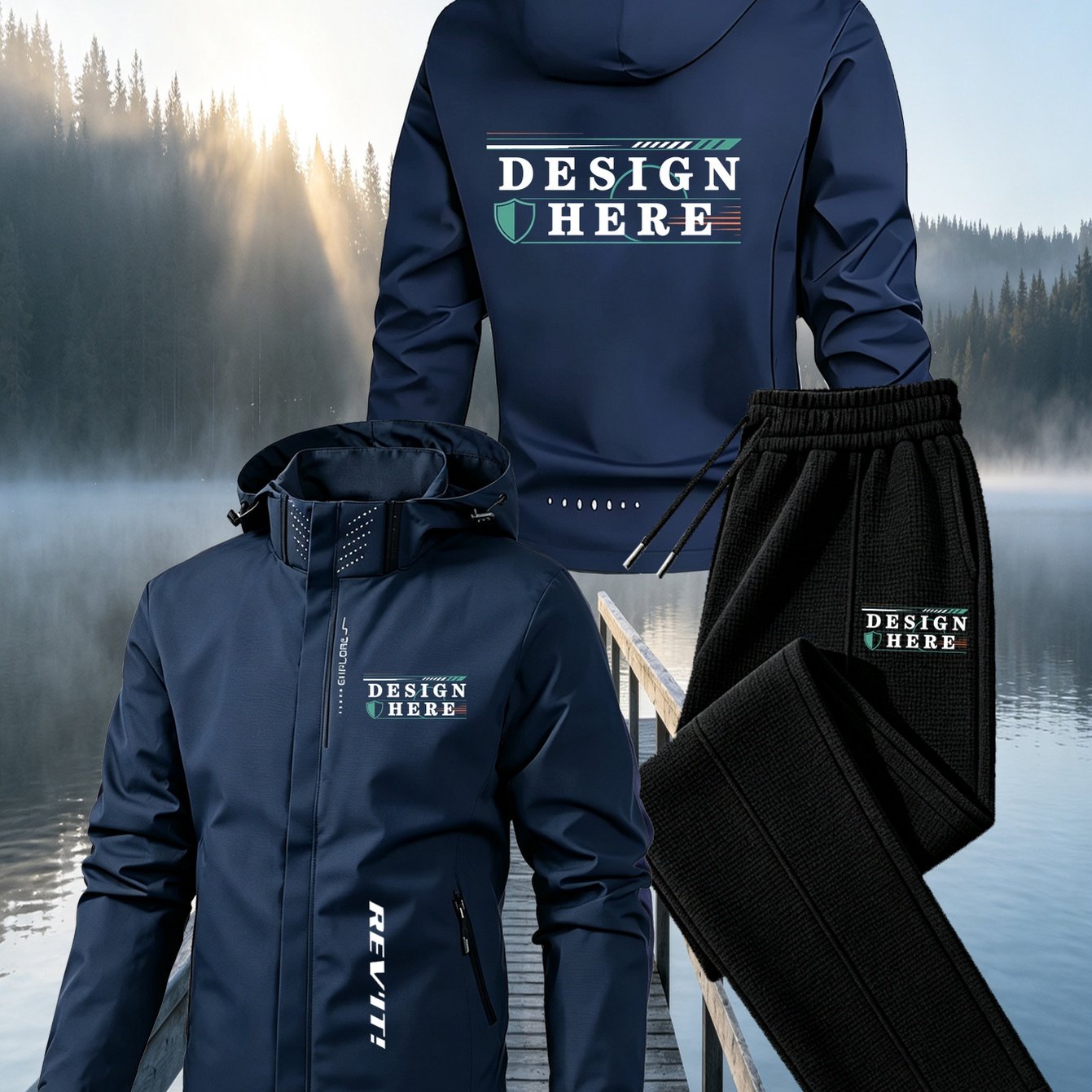 Men's Custom Autumn Winter Hooded Jacket and Pants Set