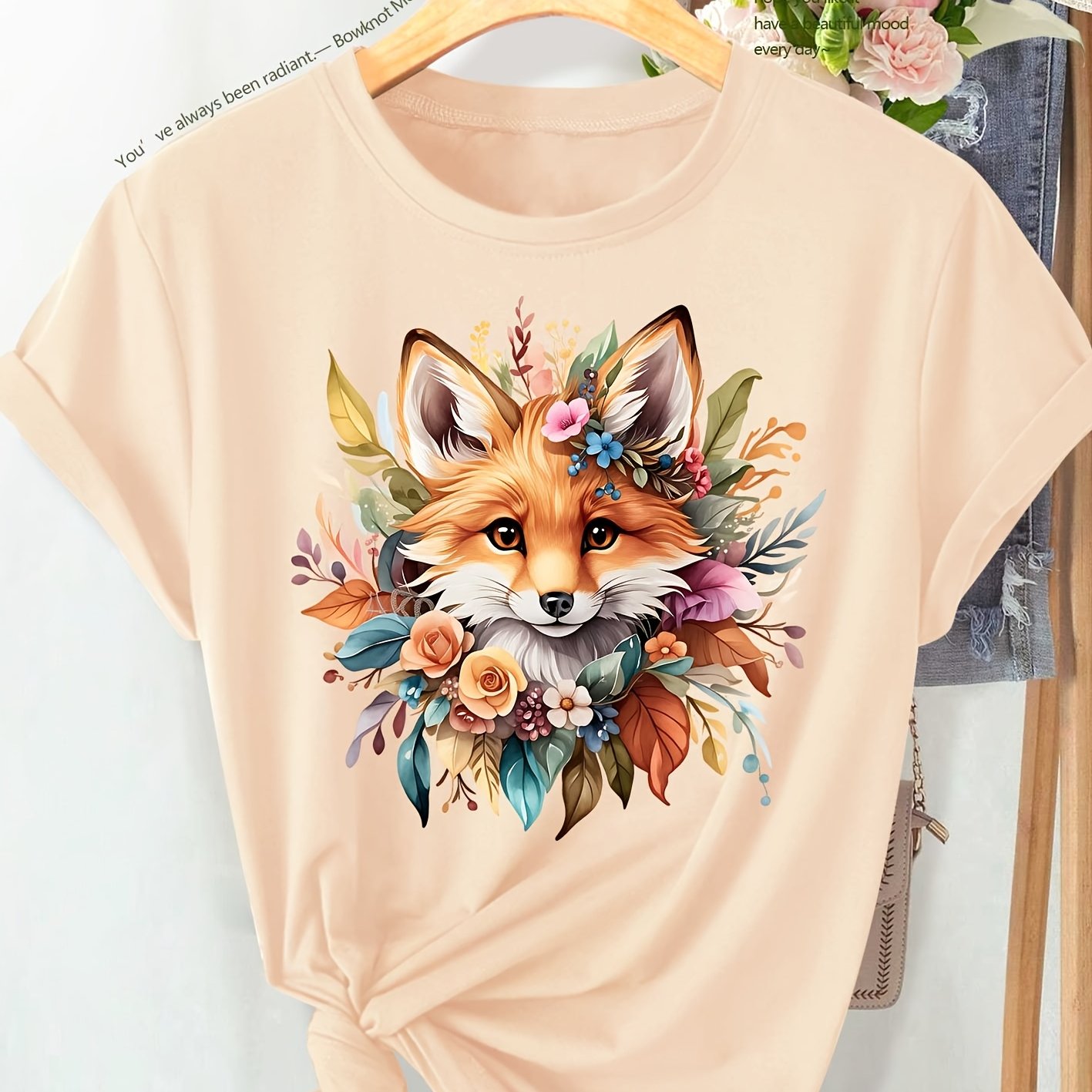 TEMU European And American Fashionable Elegant Easy Style Watercolor Floral Daily Fashion Retro Style, Spring And Summer Women's Plus Size Casual