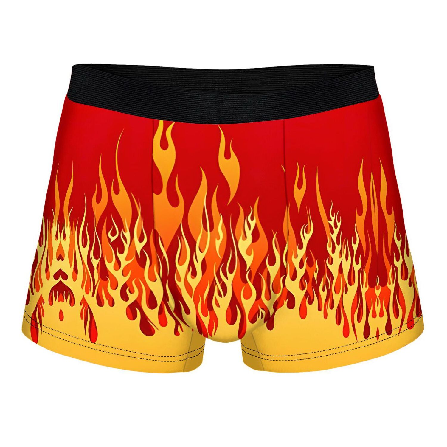 TEMU 2d Print Design Fire Flame Flame Wall Boxer Underwear, Design, Comfortable Polyester Fabric, Suitable For Daily Wear, Suitable For Novelty Lover