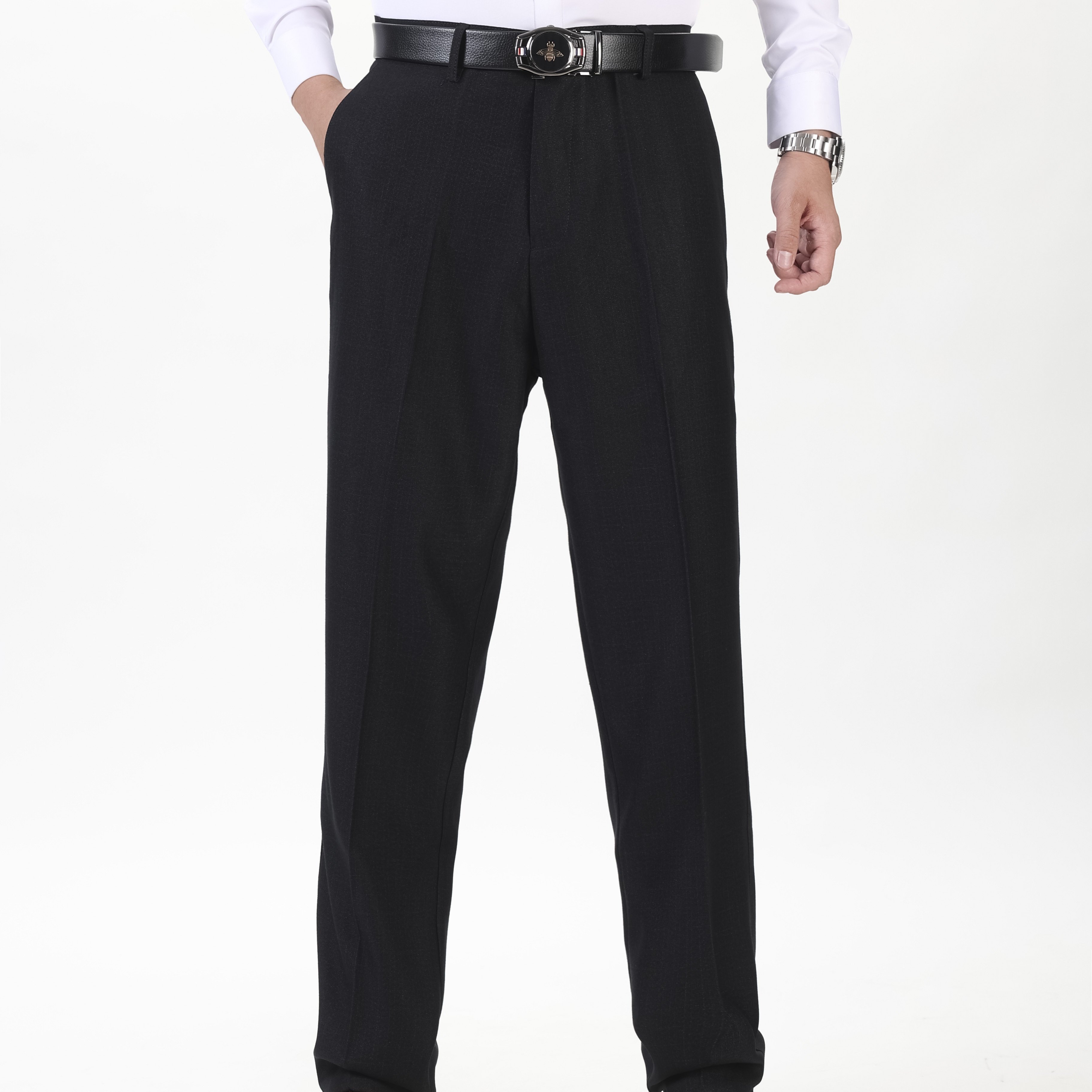 Image of Plus Size Wrinkle- Fit Solid Color Men's Dress Pants, Casual Pants, High-quality Plus Size Men's Trousers, 0xl, Xl, 2xl, 3xl, 4xl, 5xl, Plus Size, Essentials