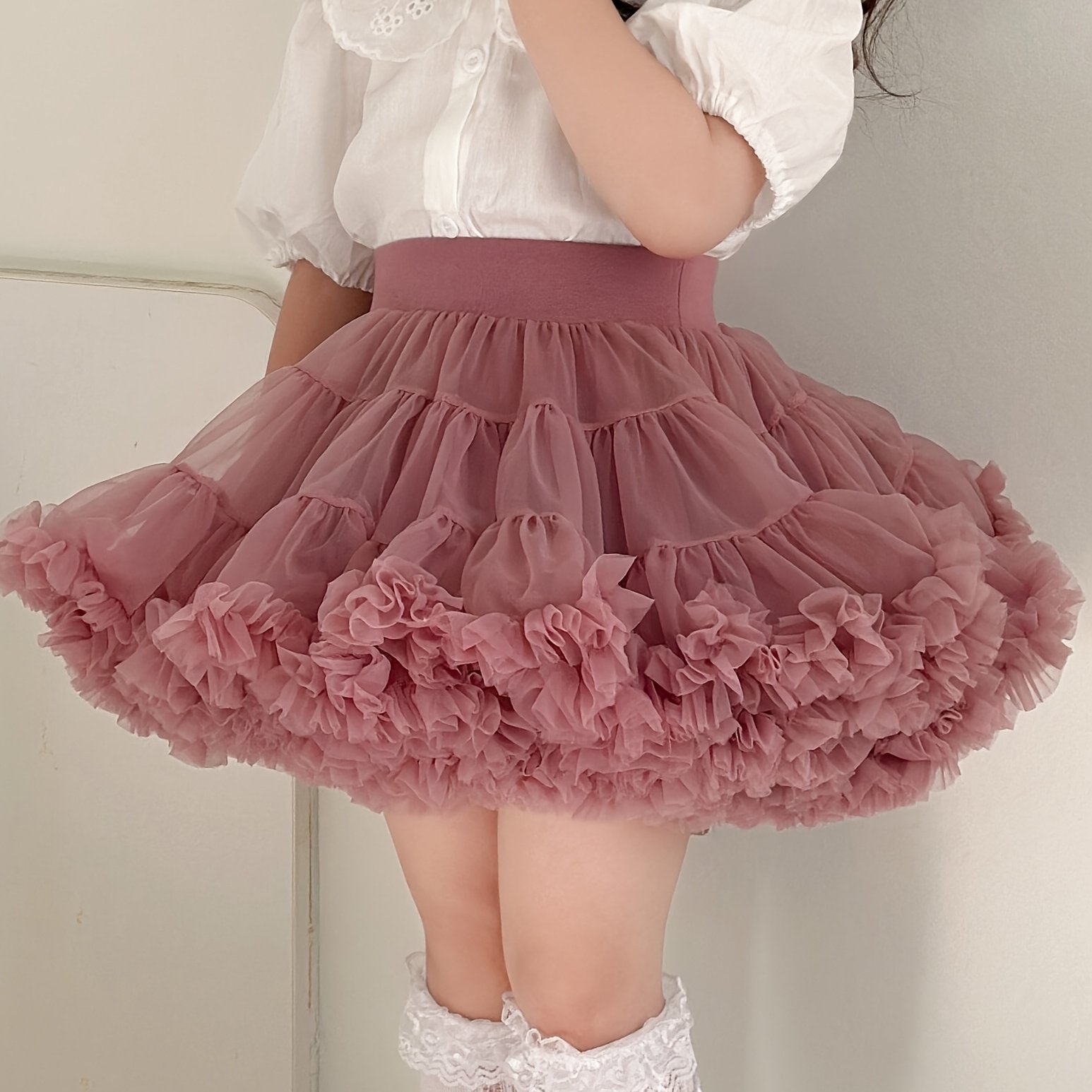 Fashion Girl Christmas Half Skirt Tulle Ballet Cake Puff Skirt Tutu Birthday Gift Skirt