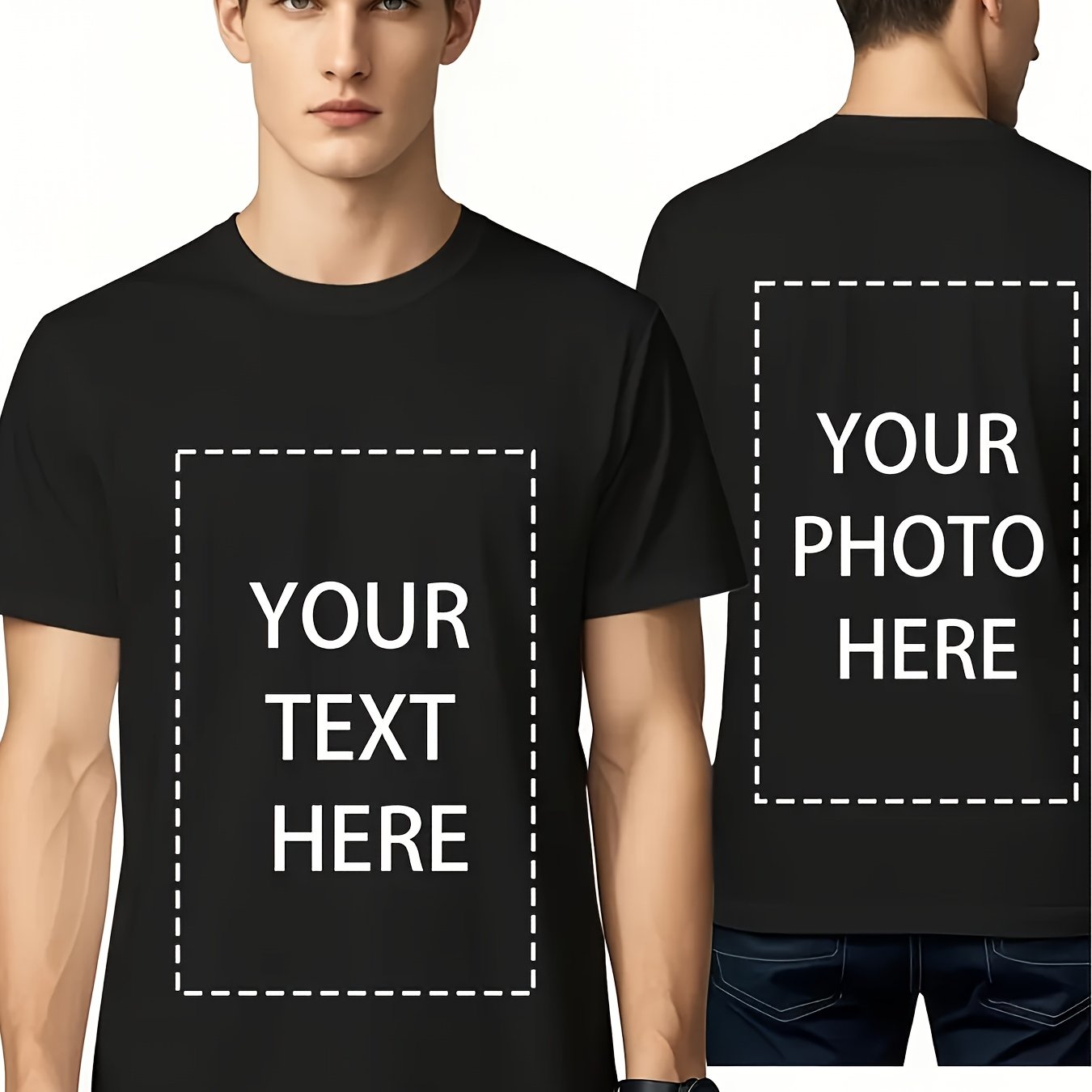 TEMU Custom Photo T-shirts Personalized With Your Own Picture/text - Bulk Orders & Corporate Branding | 100% Polyester Round Neck Tees For Team