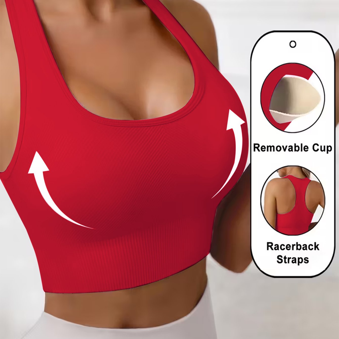 Image of Sturdy Sleeveless Running Yoga Sports Bra, Racing Back High Elasticity Fitness Sports Tank Top With Removable Pads, Women's Sportswear