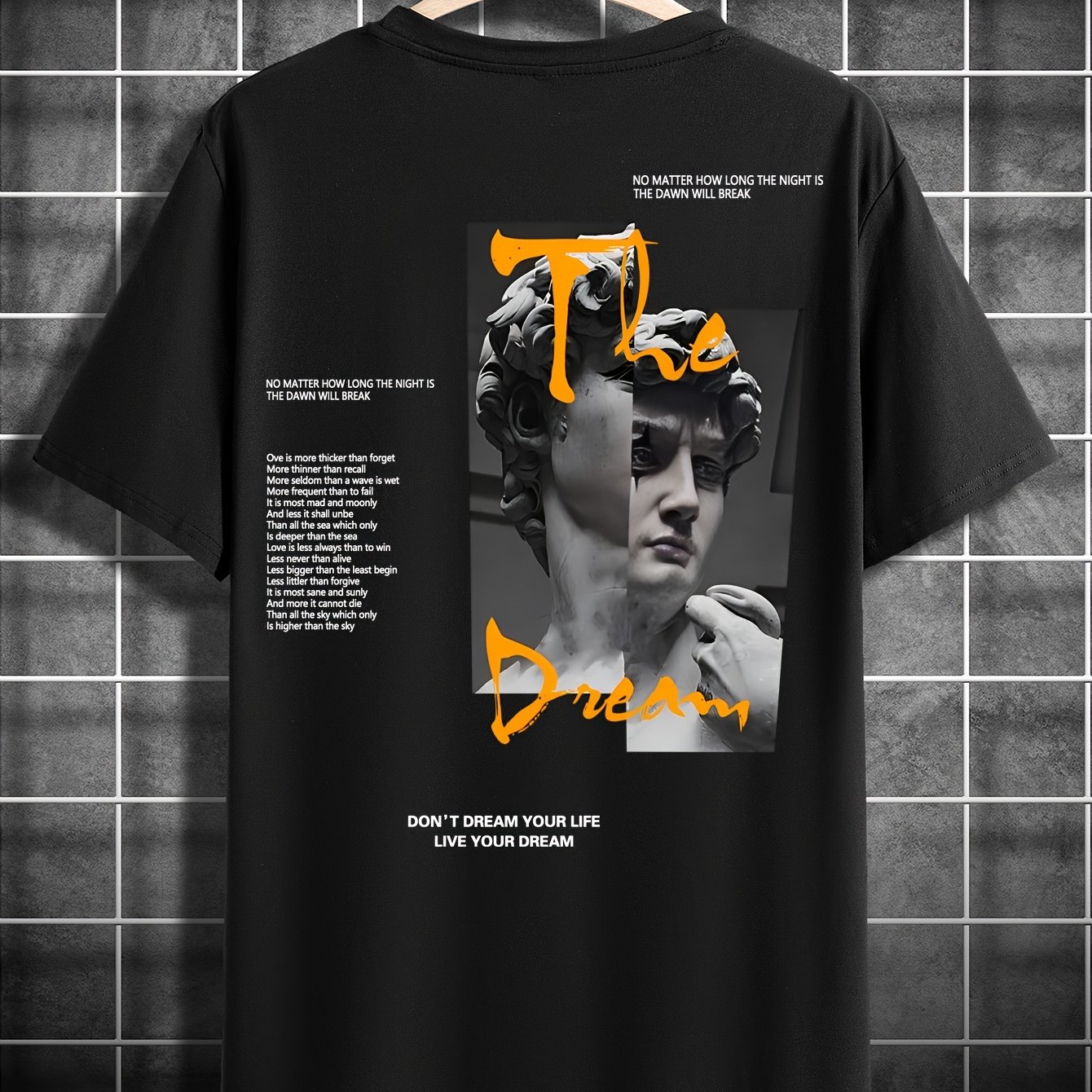 TEMU Men's Casual Crew Neck T-shirt With Unique Plaster Print - Breathable Polyester, Summer Fashion