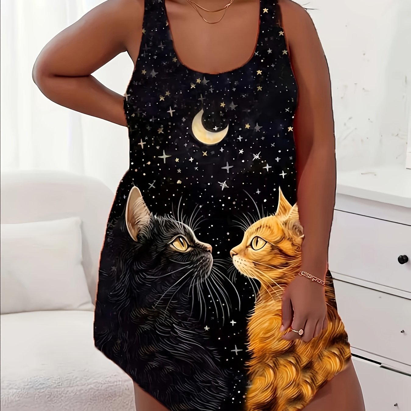 Plus Size Women' Cat Nightgown