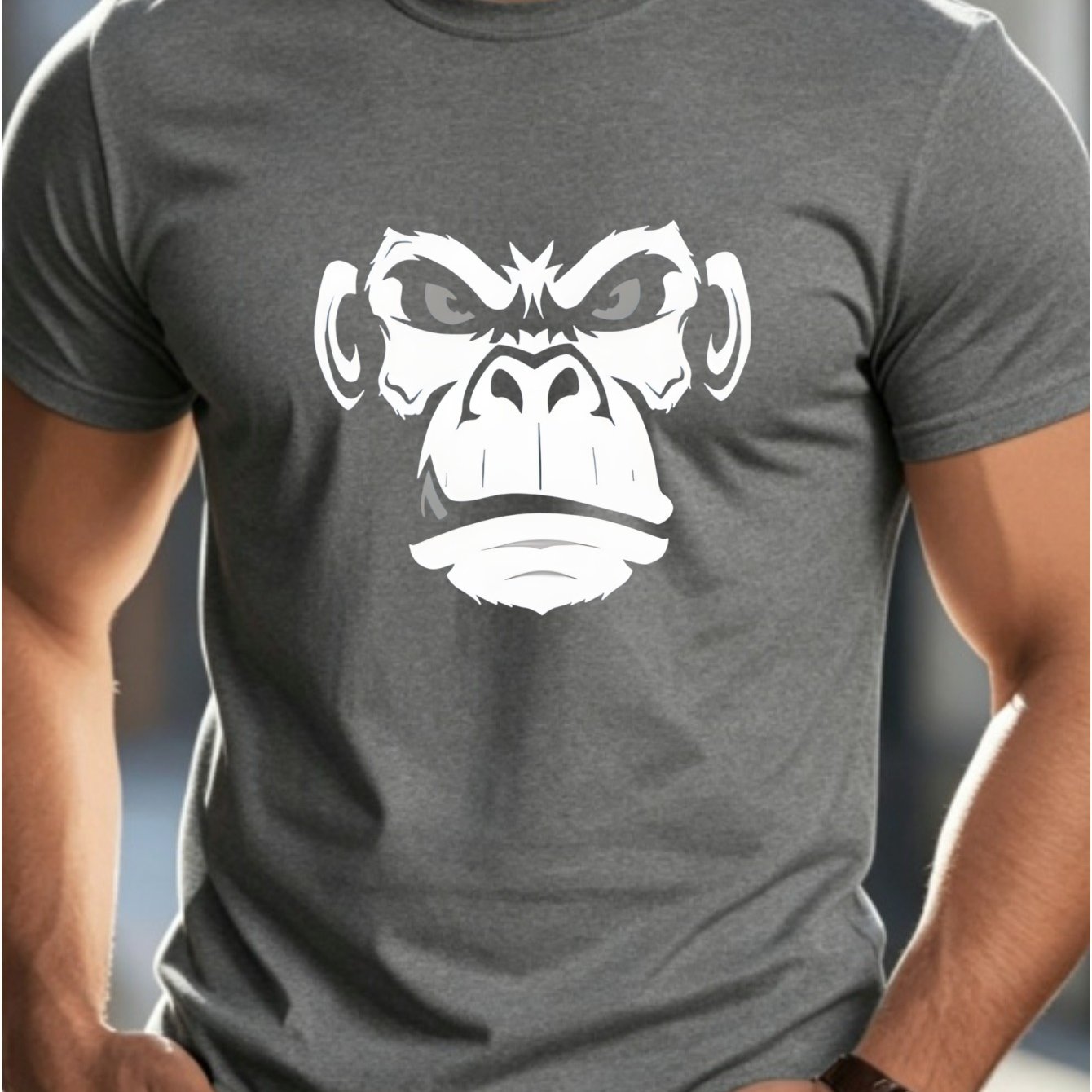TEMU Men's Angry Gorilla Print T-shirt - Gorilla Graphic Tee, Breathable Short Sleeve Round Neck Casual Shirt Suitable For Summer, Machine Washable