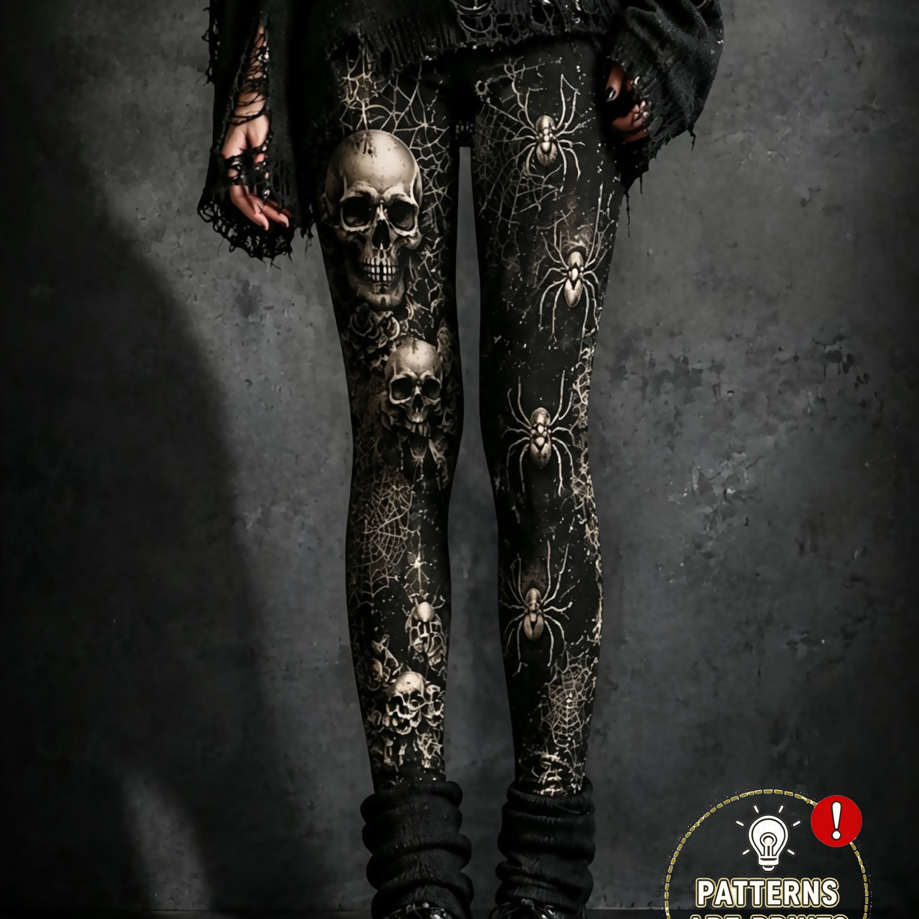 TEMU Halloween Totenkopf, Spinnennetz Muster Damen Lange Hosen, Leggings, Freizeithose, Park Reise Freizeitkleidung