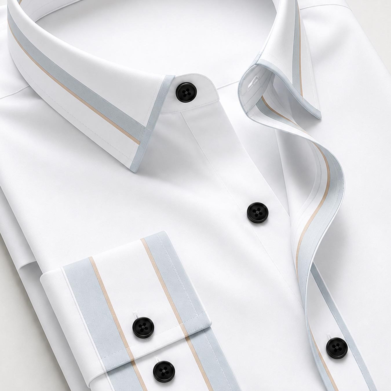 Men's Lapel Long Sleeve Shirt Elegant Striped Accent Minimalist Perfect For Business Meetings And Formal Occasions
