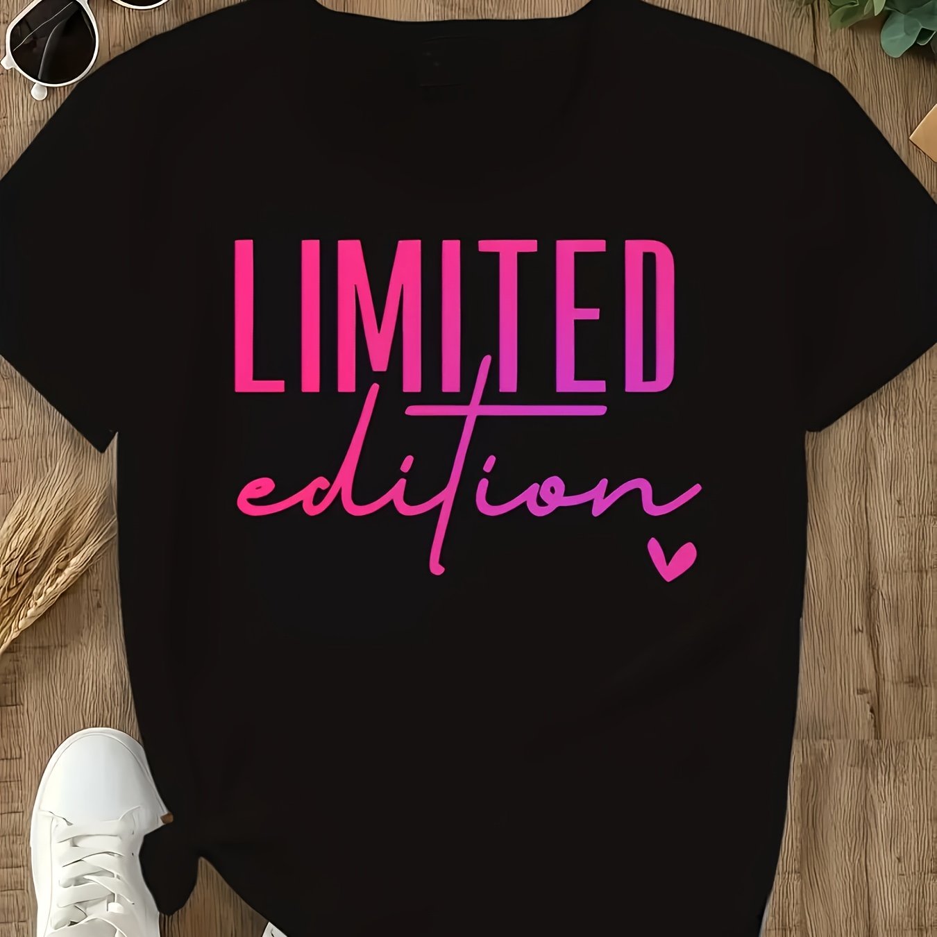 E-shop EDITION T-Shirt mit Buchstaben-Slogan-Grafik - Lässiges Rundhals-Kurzarmshirt, maschinenwaschbar