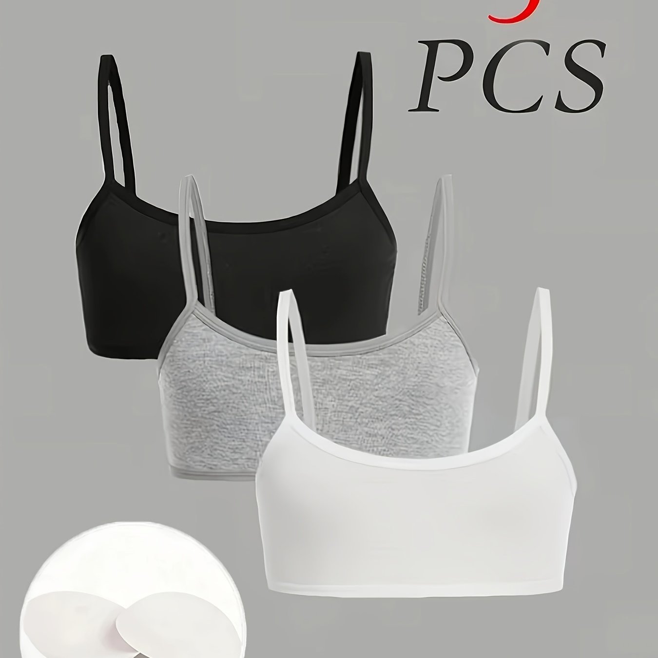 Image of 3pcs Solid -shaped Back Bra