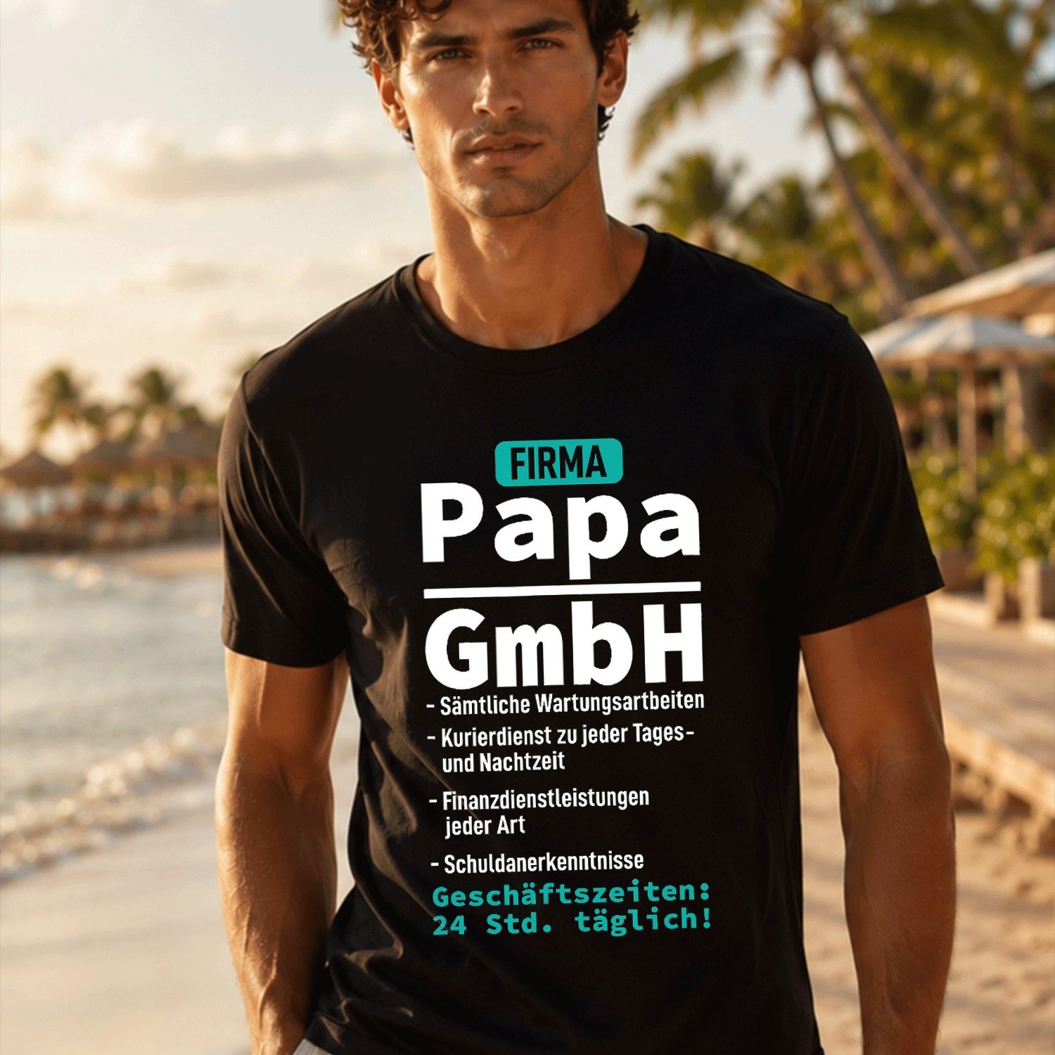 Firma Papa Gmbh Mama Familie 2022 Funny Bester Dad Der Welt T-shirt For Men Summer Casual T-shirt- Lightweight Tee For Seaside Vacation, Beach Resort