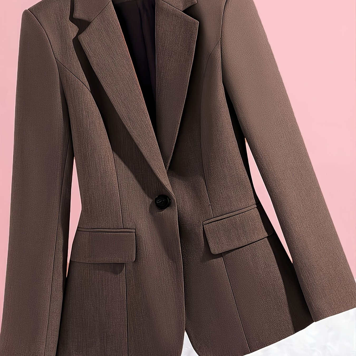TEMU 1pc Women' Color Button Lapel Premium Casual Versatile Fashion Elegant Blazer Ns702