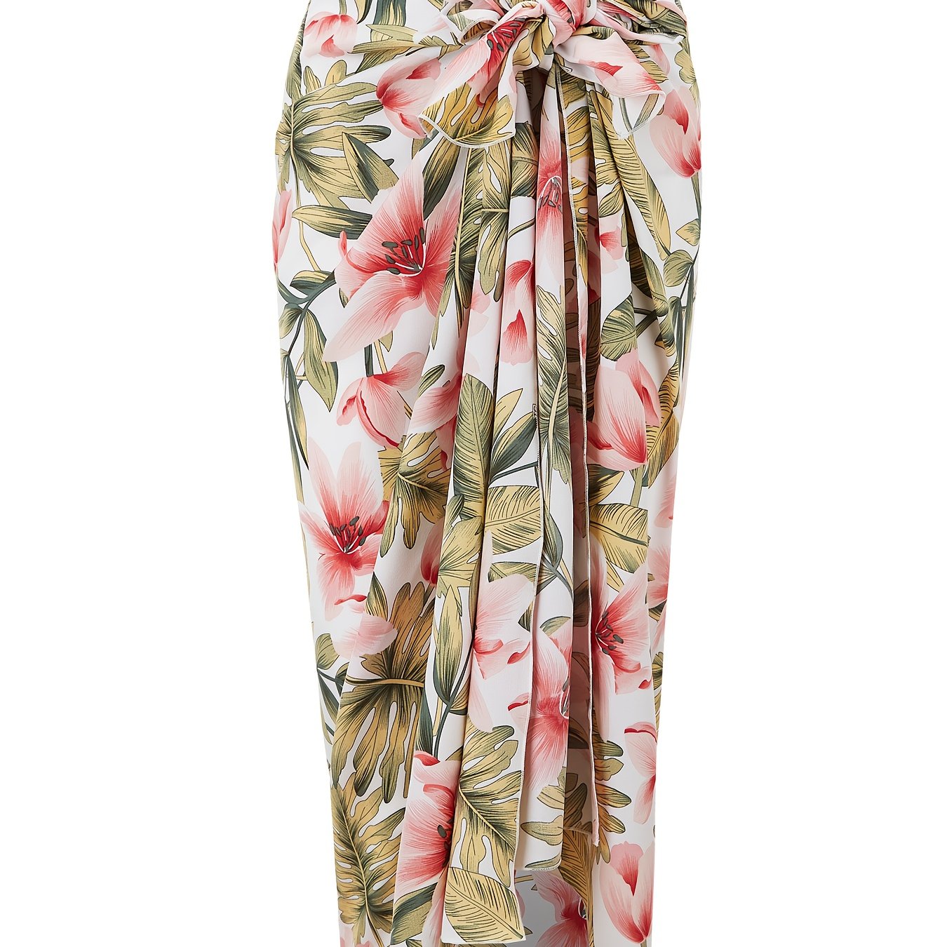 E-shop Lebendiger Tropischer Druck Strandwickelrock für Frauen - Sexy Polyester Überwurf mit Seitlichem Bindung & Schleifendetail, Maschinenwaschbar