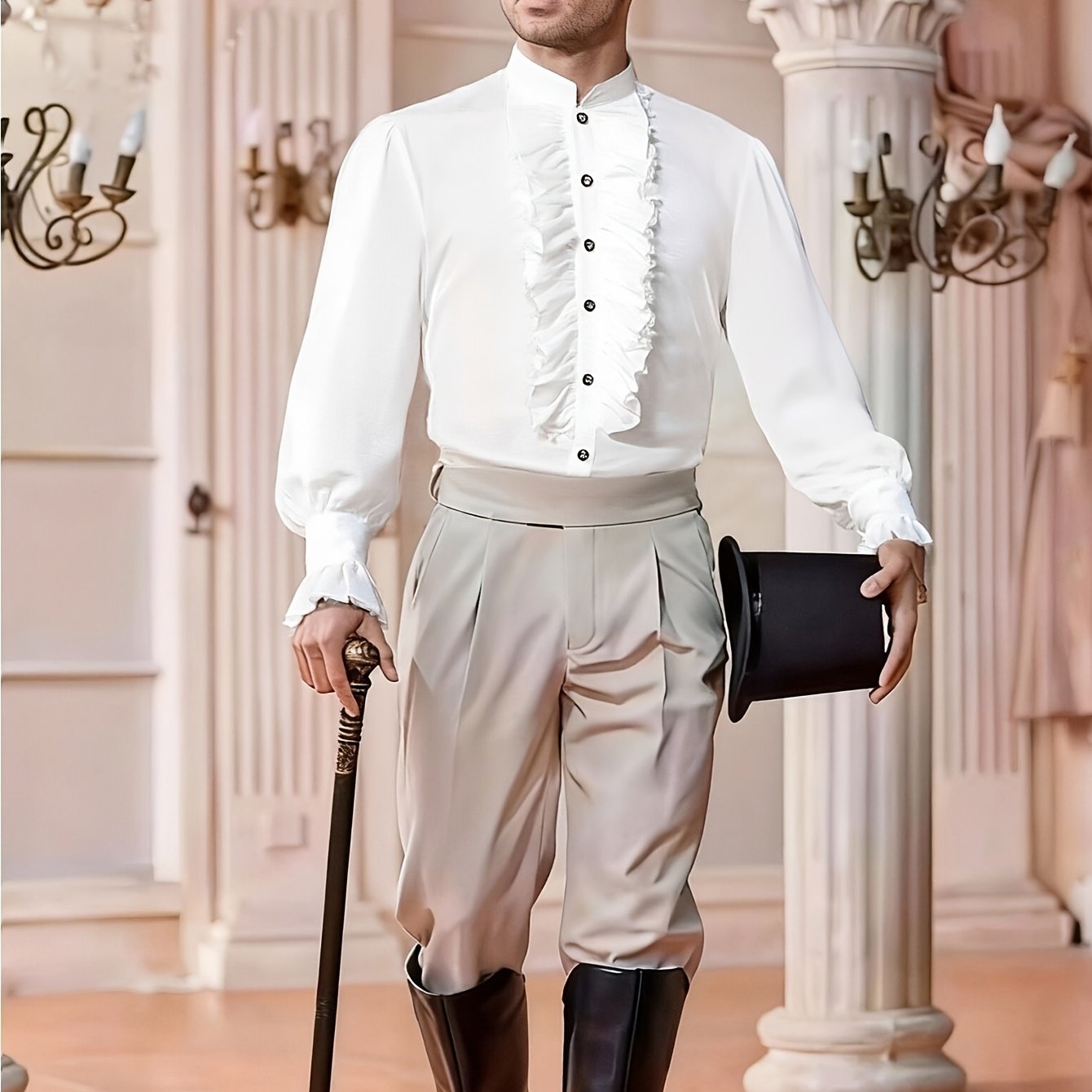TEMU plissée à volants intérieurs pour robe de promo médiévale 2026, costume d'Halloween pour hommes