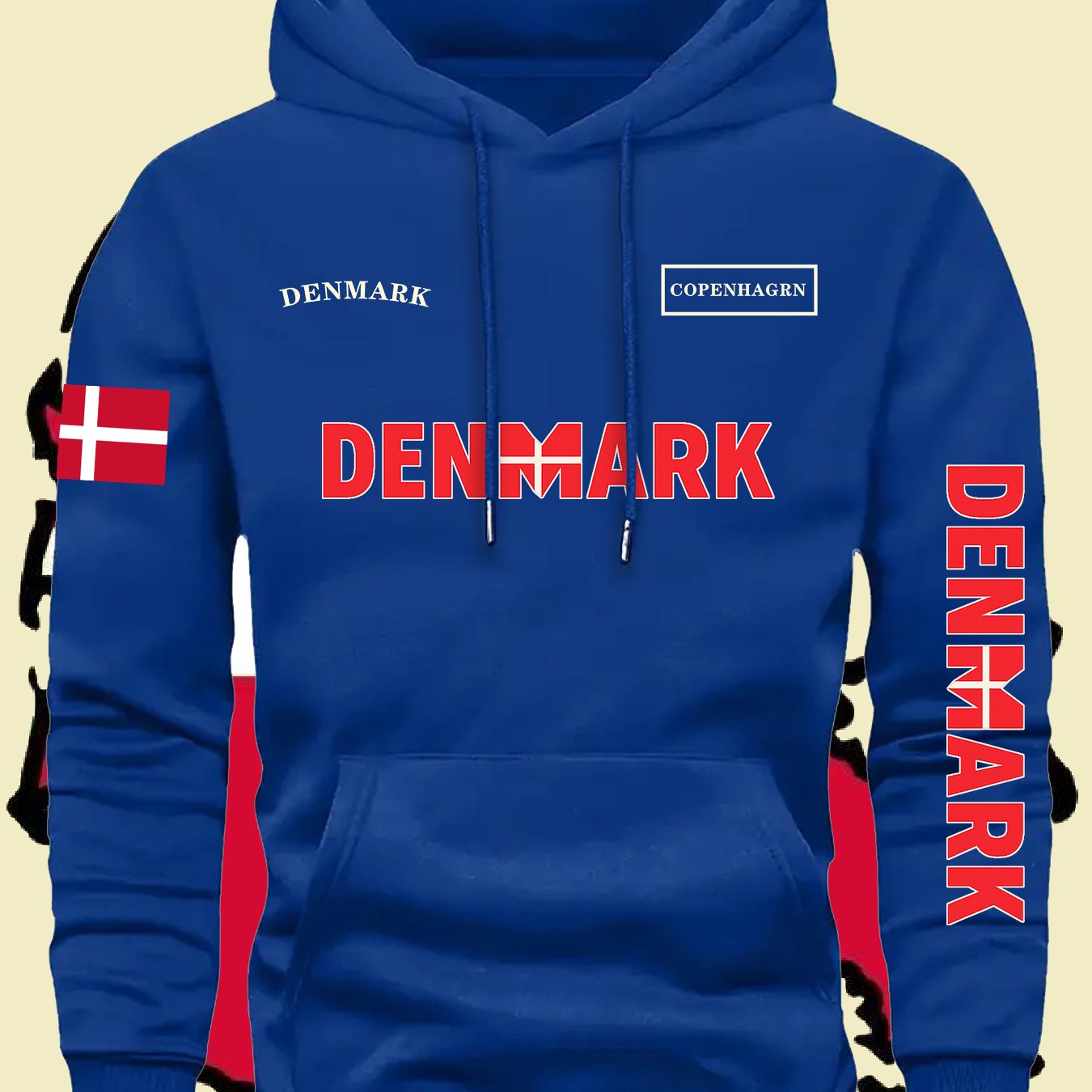 TEMU New Multi-image Heat Transfer Danish Flag Pattern Sweatshirt For Men, Loose 's Hoodie, Casual Outerwear