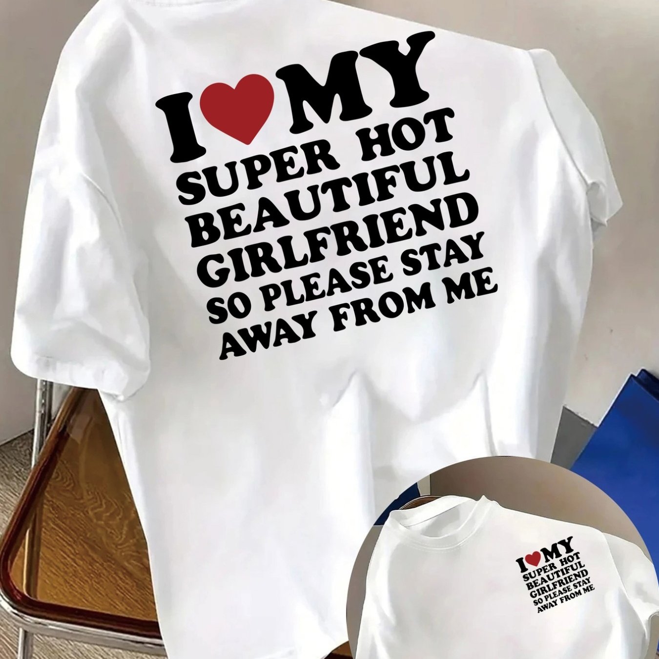 TEMU I Love My Girlfriend, Girlfriend Print Tshirt Short Sleeve Crew Neck Casual Top For , Women's Clothing