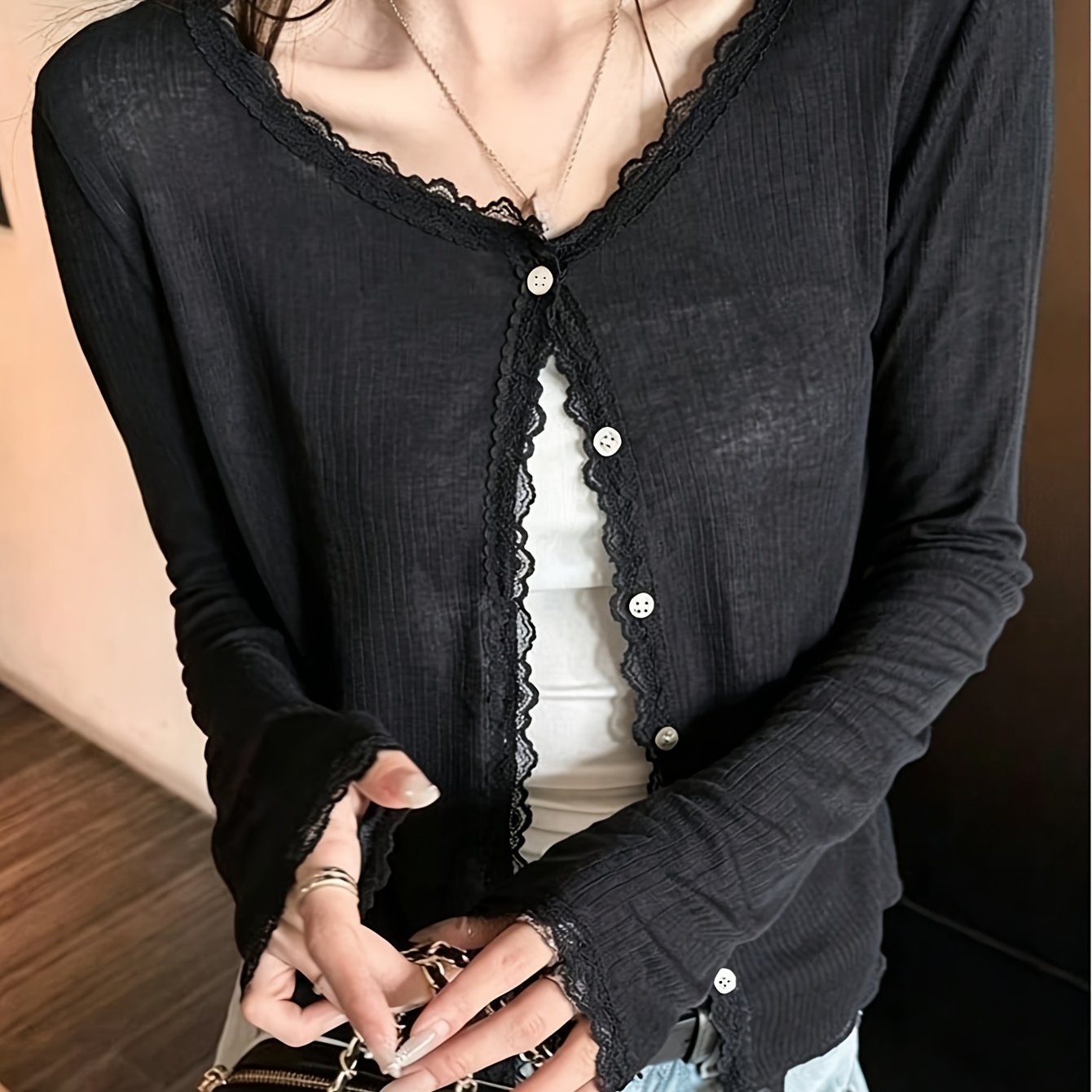 TEMU Women's New Style Lace Soft Cardigan Thin Jacket