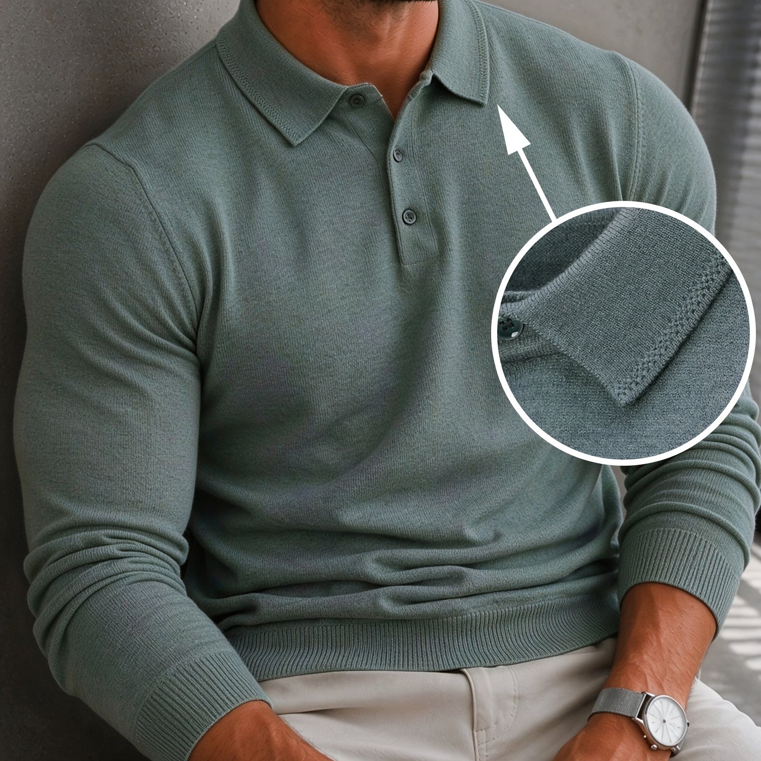 TEMU Obm Thickened Version, 1pc Autumn/winter New Arrival Men's Knitted Pullover. Thickened And Warm Solid Cut Half-open Single-breasted Lapel