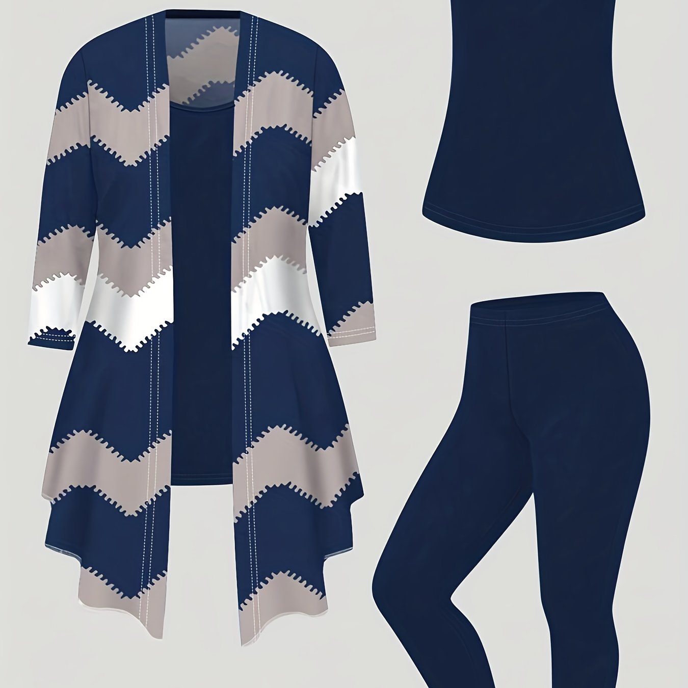 TEMU Women 3pcs Fall Vintage Casual Coat & Cami Top & Pants Outfit Set