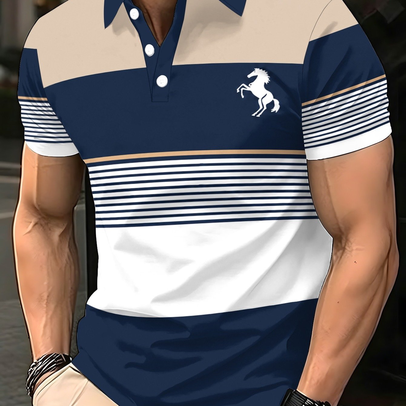 TEMU Men's Short-sleeve Print Shirt- Lightweight And Breathable, Suitable For Beach And Outdoor Use, Ideal For Riding And Everyday Street Wear,
