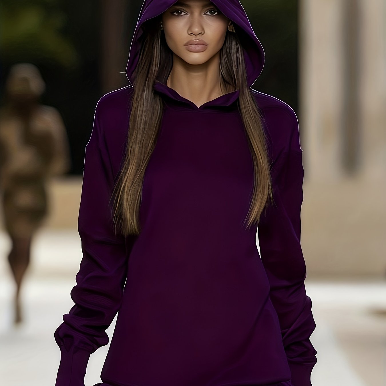 Women's Fashionable And Elegant Long-sleeve Hoodie Mini Dress