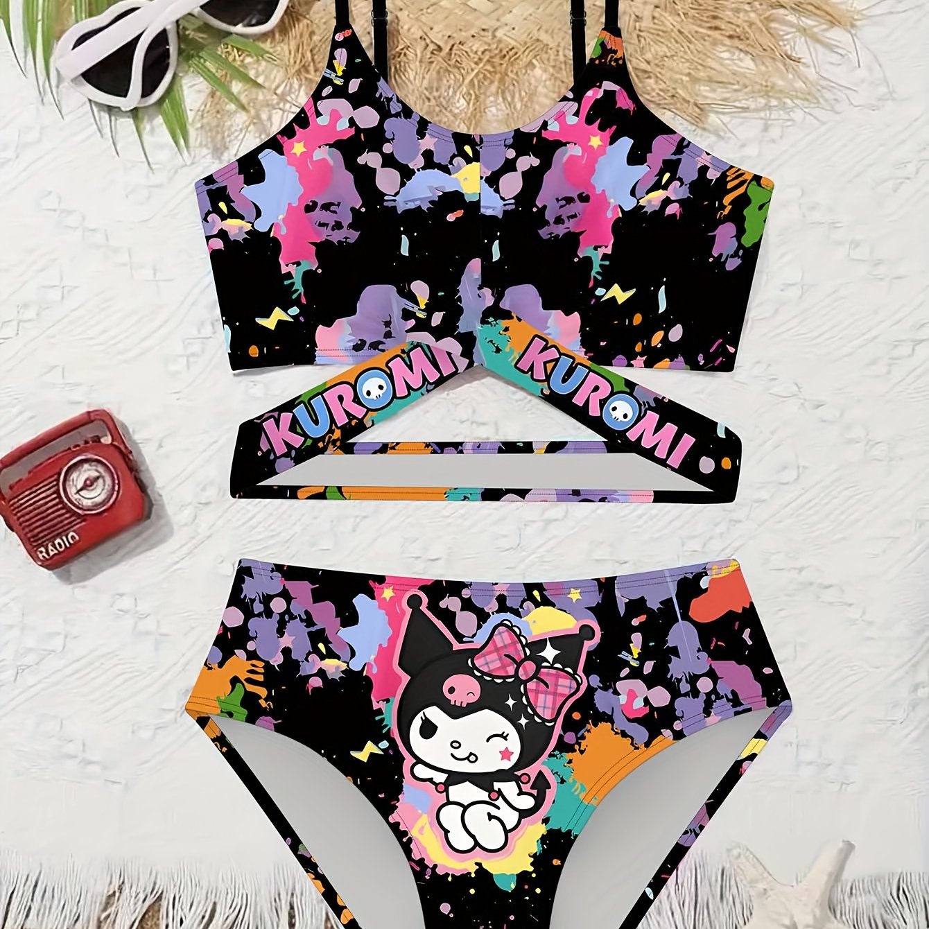 E-shop Sanrio Kuromi Mädchen-Bikini, Strandoutfit für den Sommerurlaub – Ideal zum Schwimmen und Wasserspaß