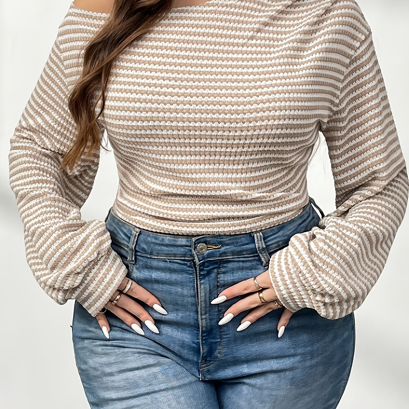 TEMU Plus Size, European And American Cross-border Plus Size Women's Asymmetrical Pineapple Print Long Sleeve Party/festival/date Top
